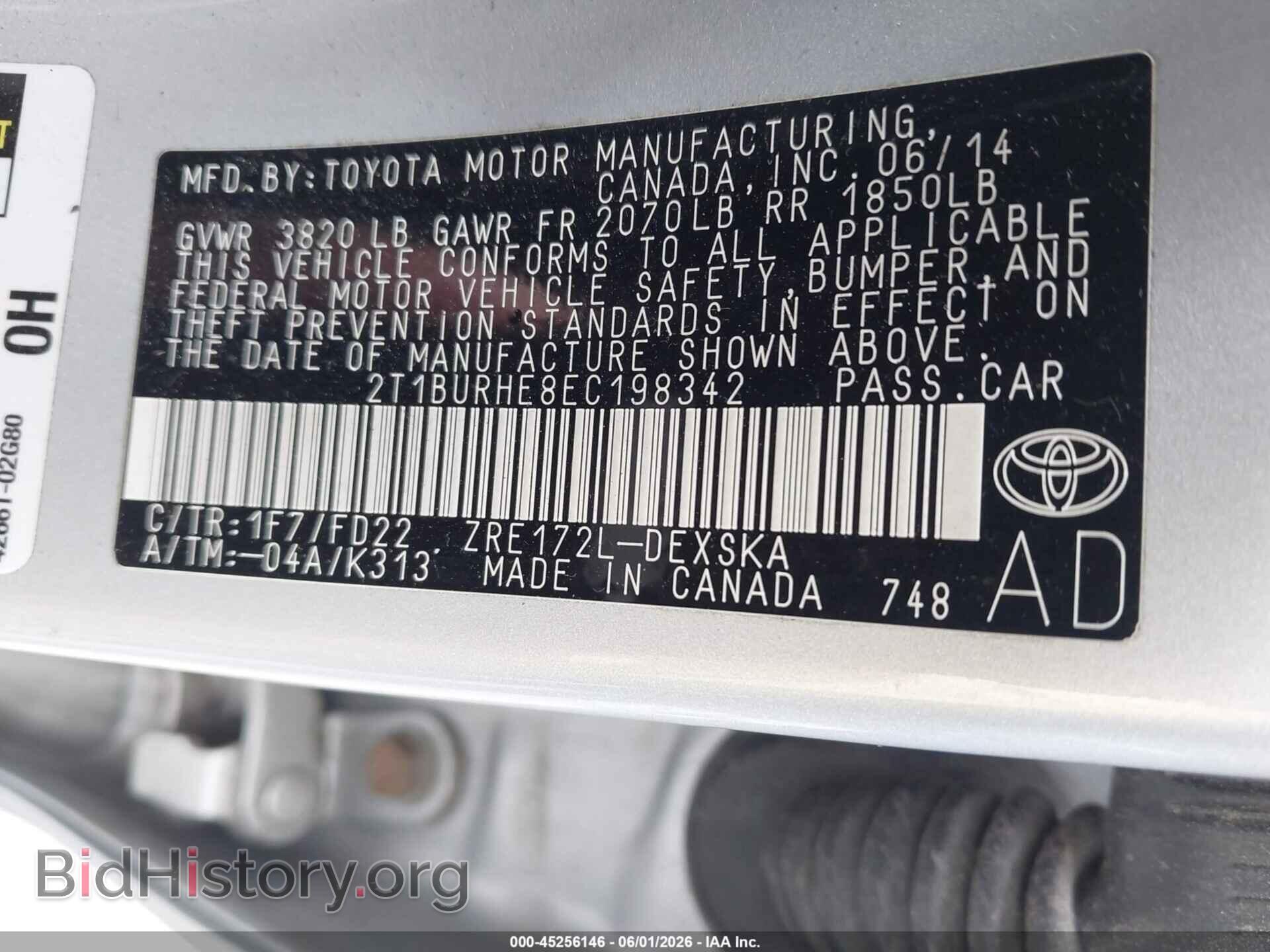 2014 TOYOTA COROLLA - VIN: 2T1BURHE8EC198342 - Фото 9