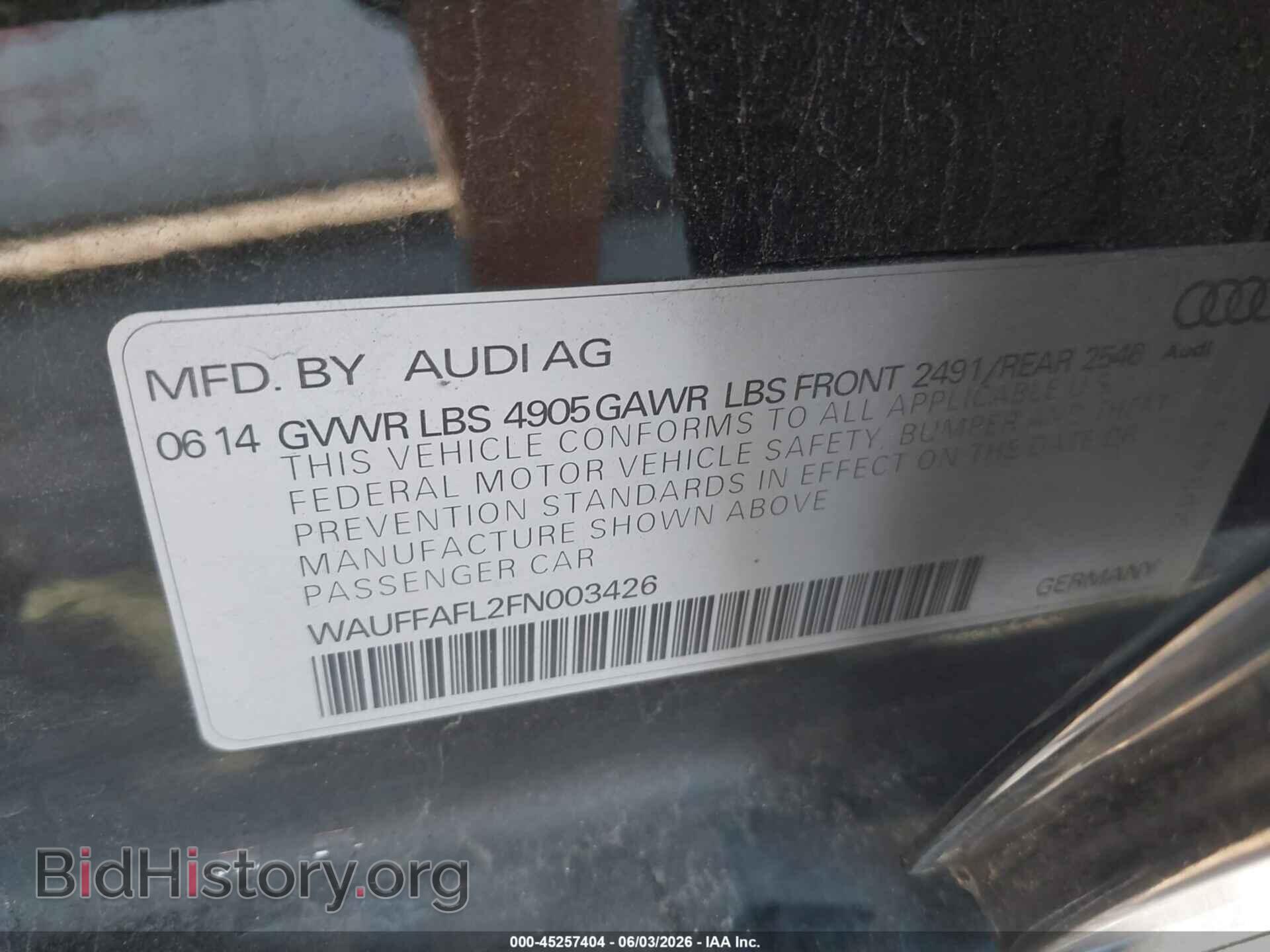 2015 AUDI A4 - VIN: WAUFFAFL2FN003426 - Фото 9