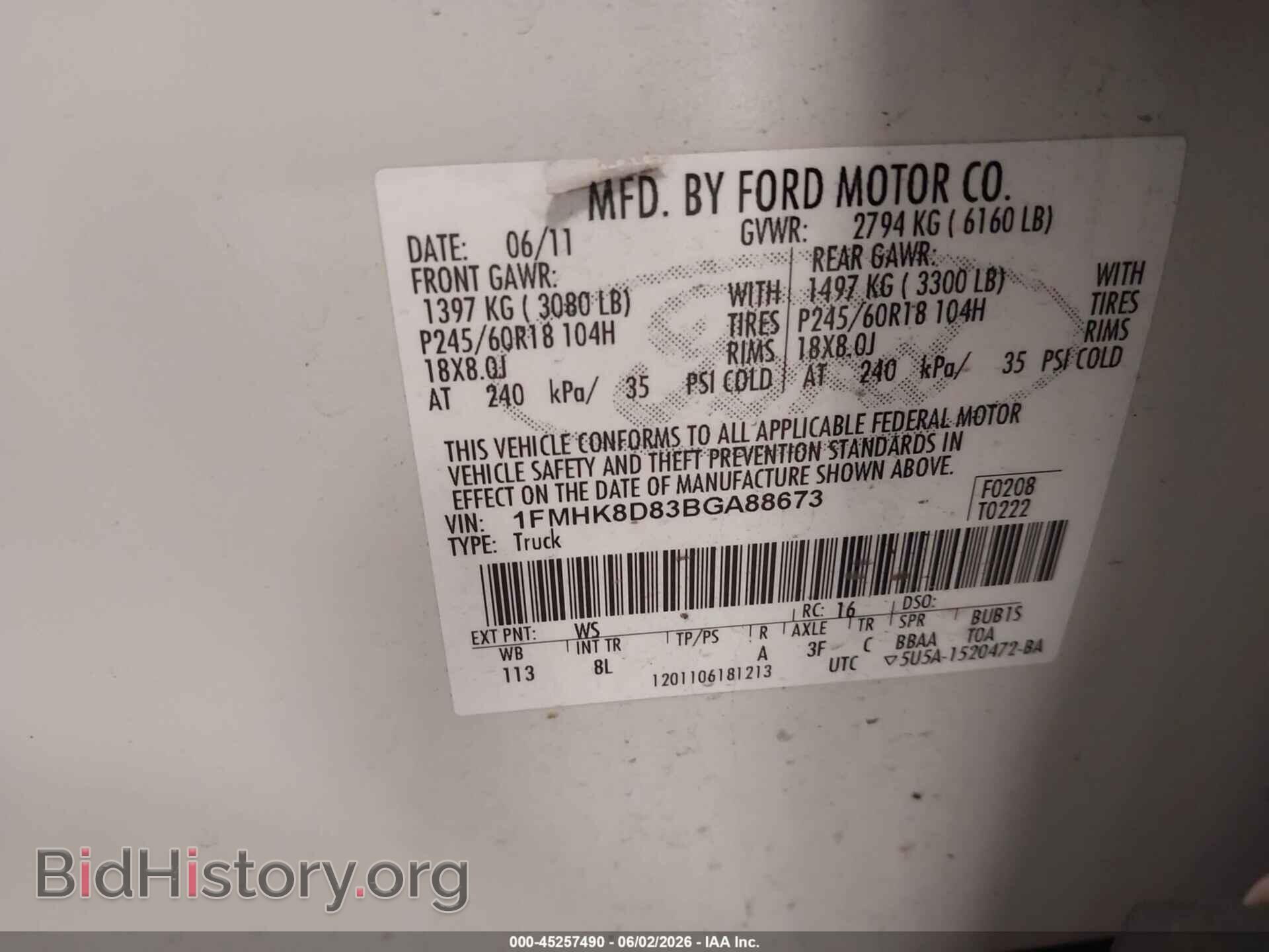 2011 FORD EXPLORER - VIN: 1FMHK8D83BGA88673 - Фото 9
