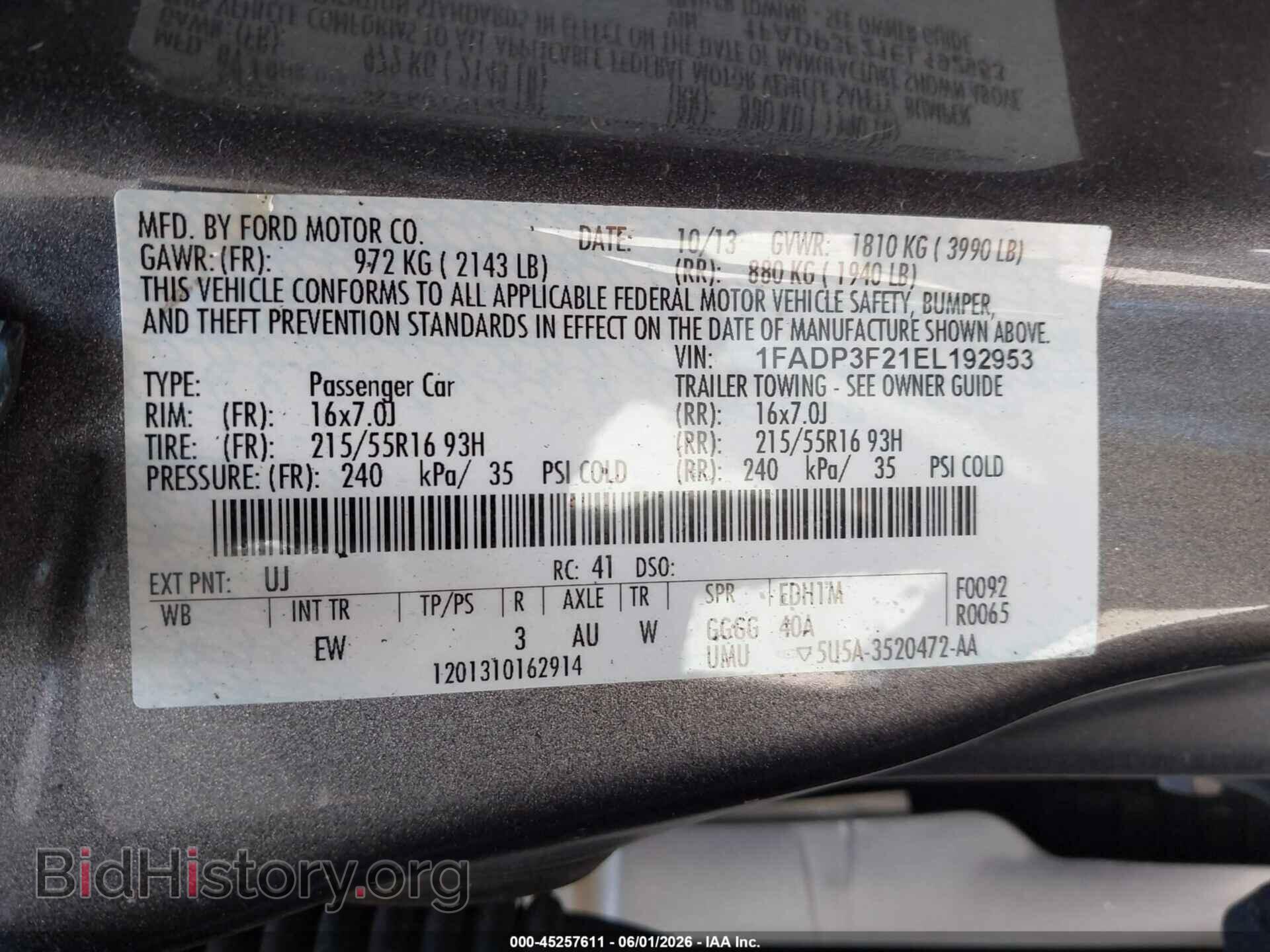 2014 FORD FOCUS - VIN: 1FADP3F21EL192953 - Фото 9