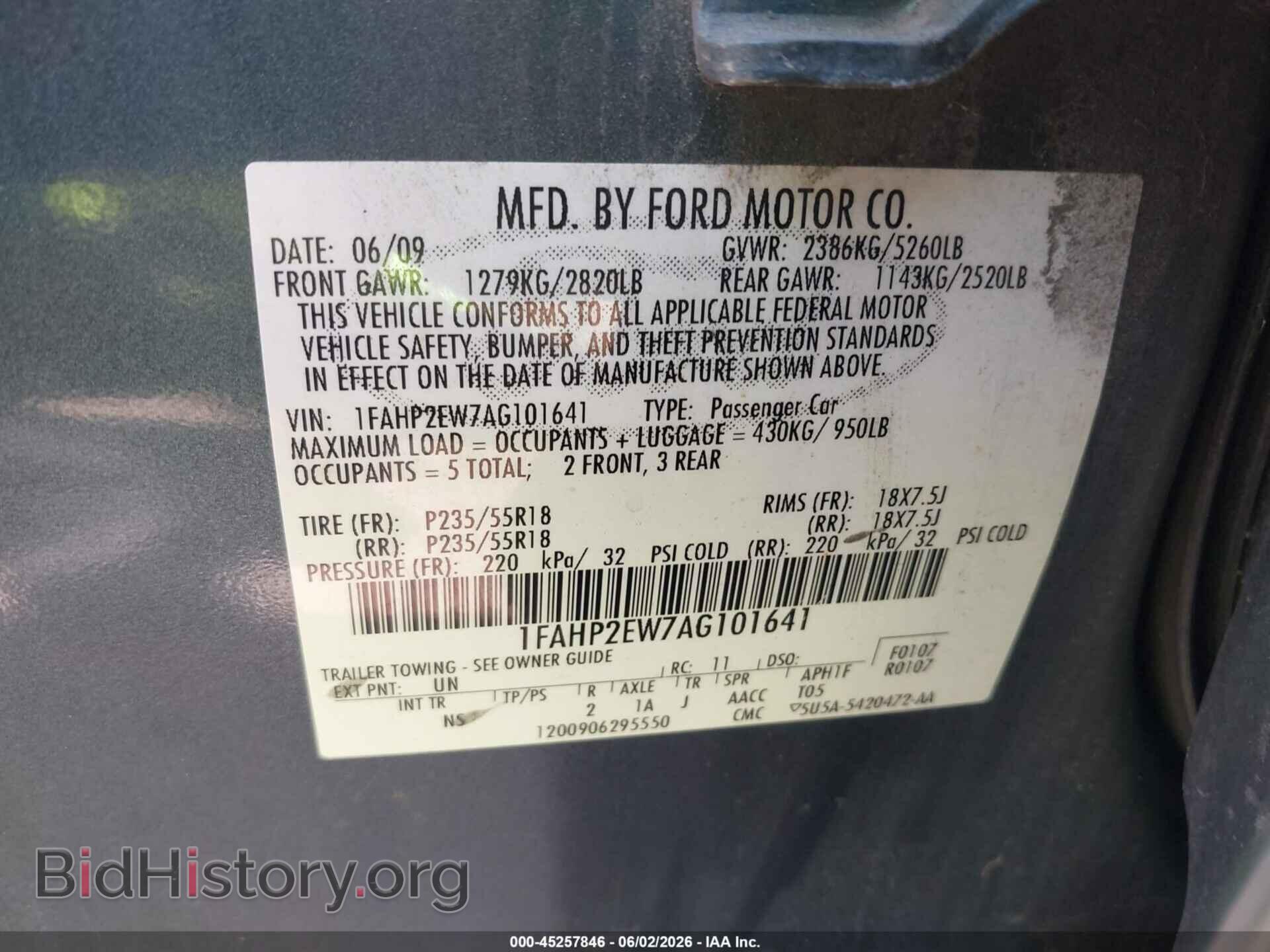 2010 FORD TAURUS - VIN: 1FAHP2EW7AG101641 - Фото 9