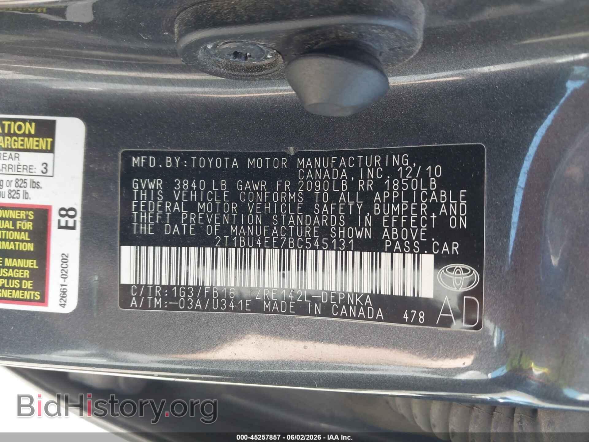 2011 TOYOTA COROLLA - VIN: 2T1BU4EE7BC545131 - Фото 9