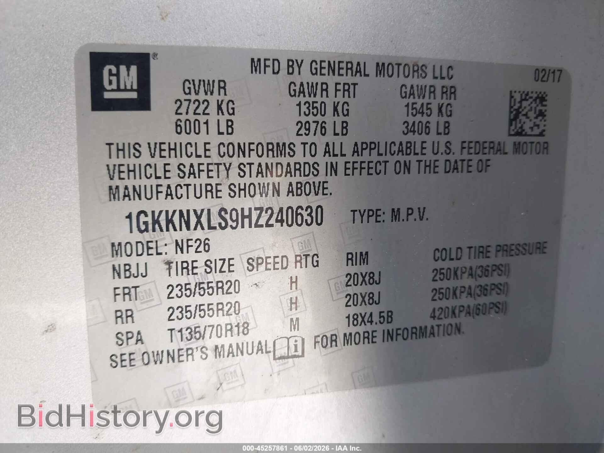 2017 GMC ACADIA - VIN: 1GKKNXLS9HZ240630 - Фото 9
