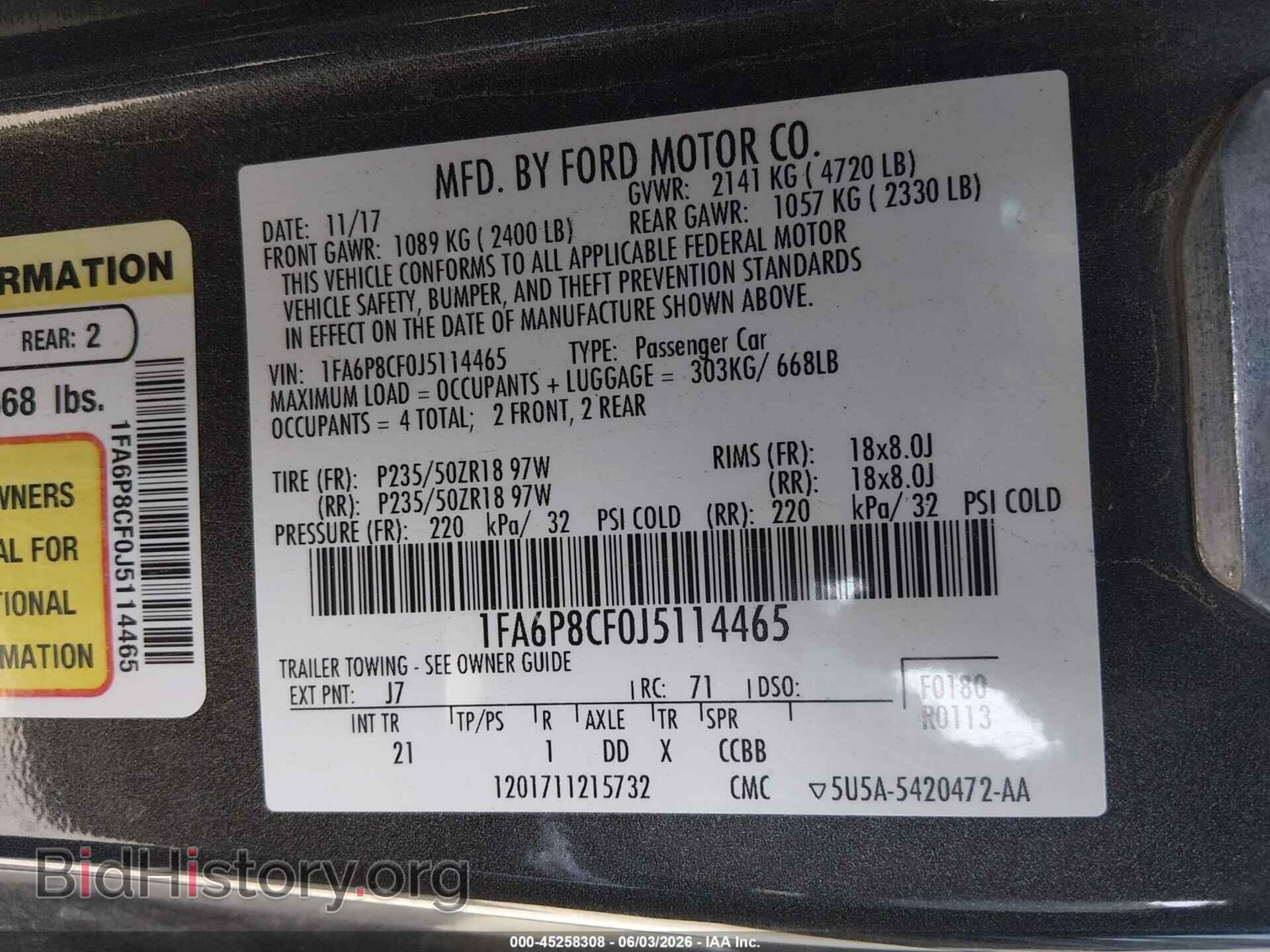 2018 FORD MUSTANG - VIN: 1FA6P8CF0J5114465 - Фото 9