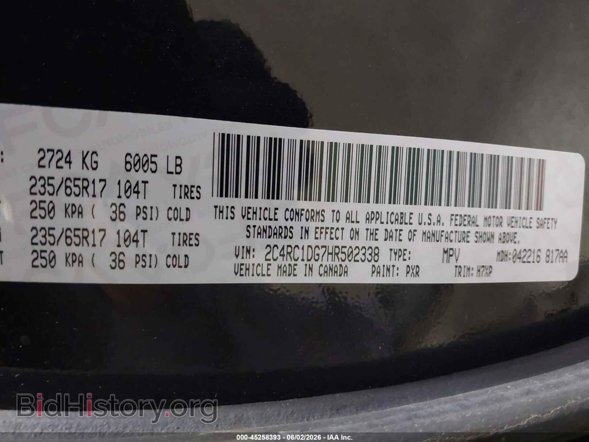 2017 CHRYSLER PACIFICA - VIN: 2C4RC1DG7HR502338 - Photo 9