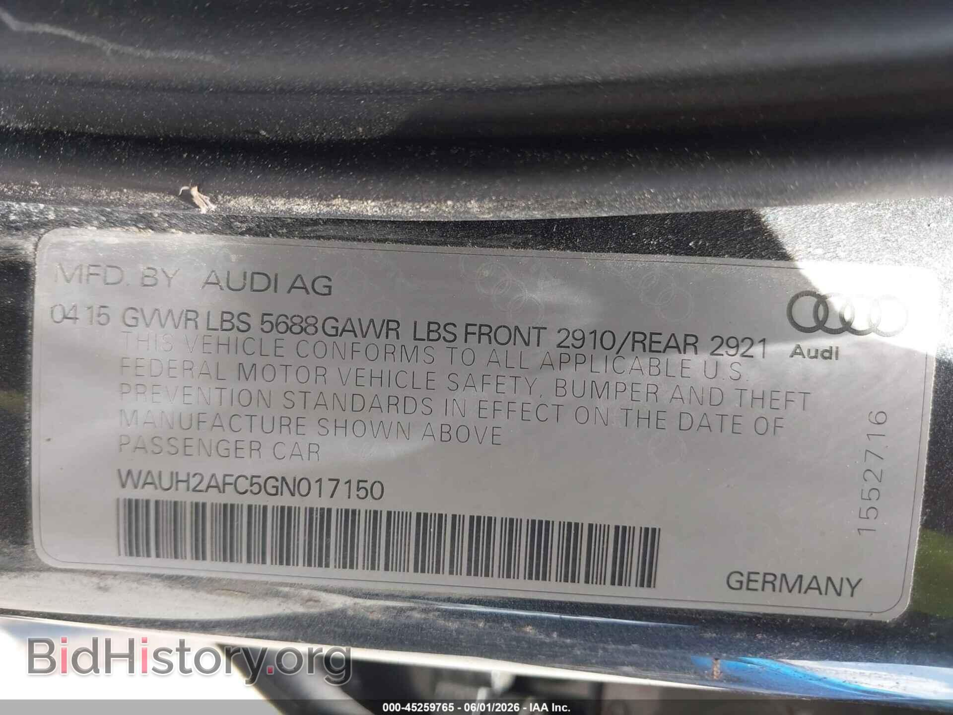 2016 AUDI S6 - VIN: WAUH2AFC5GN017150 - Фото 9