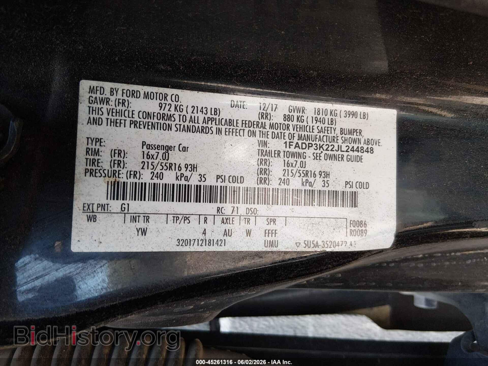 2018 FORD FOCUS - VIN: 1FADP3K22JL244848 - Фото 9