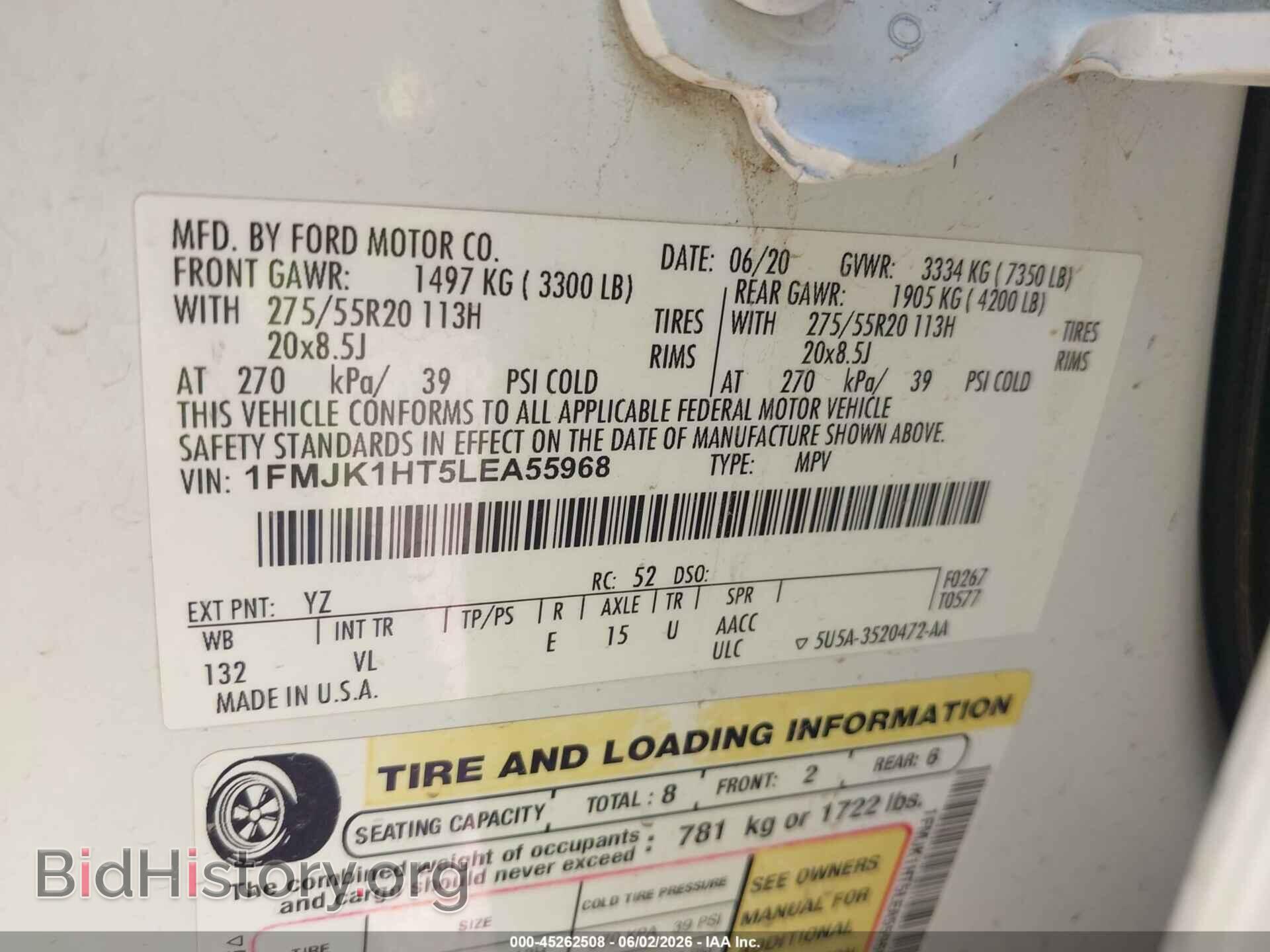2020 FORD EXPEDITION - VIN: 1FMJK1HT5LEA55968 - Photo 9