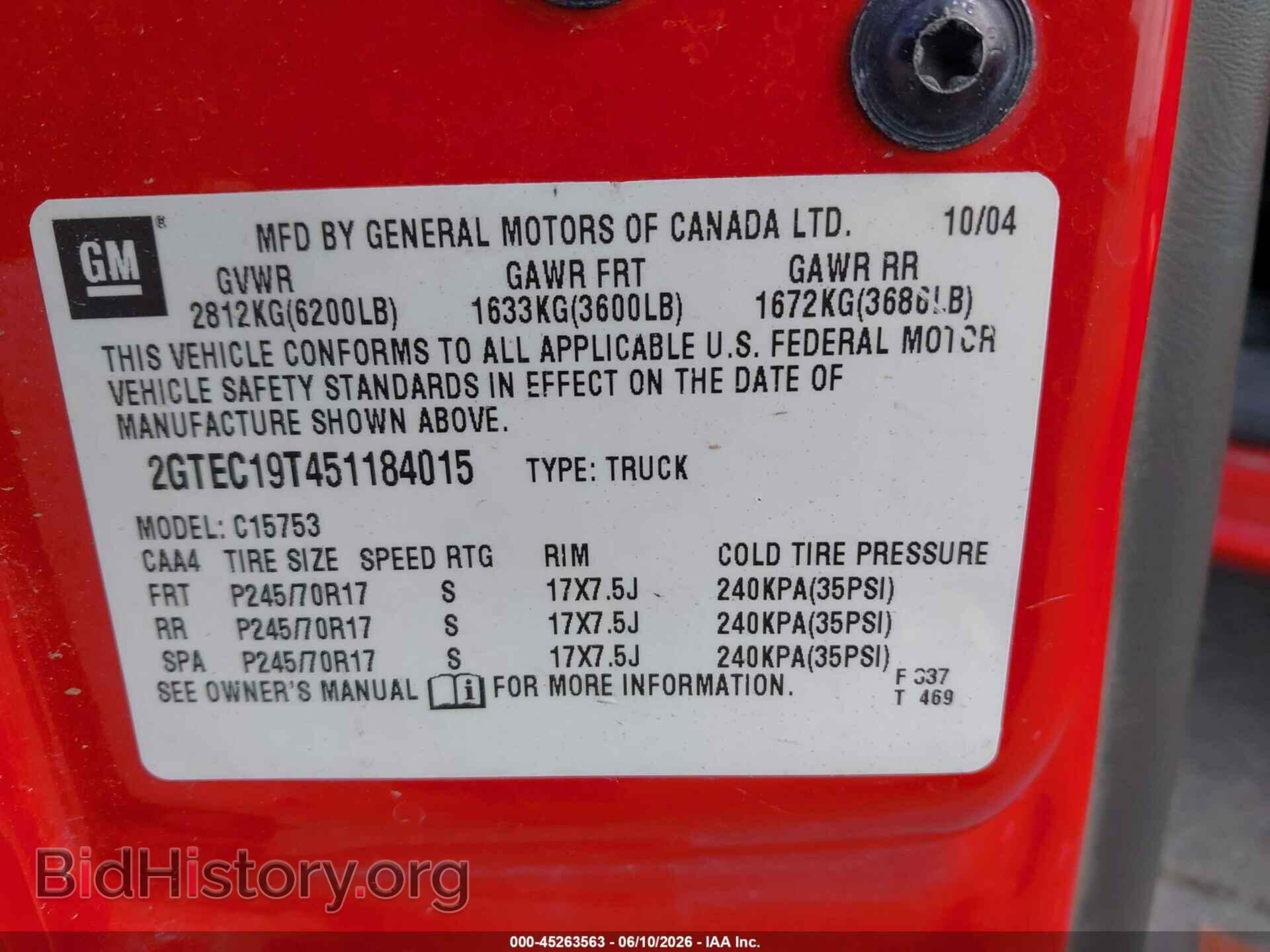 2005 GMC SIERRA 1500 - VIN: 2GTEC19T451184015 - Photo 9