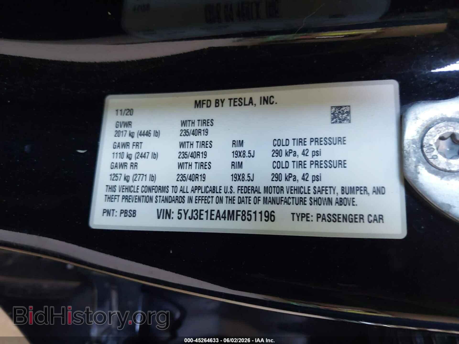 2021 TESLA MODEL 3 - VIN: 5YJ3E1EA4MF851196 - Фото 9