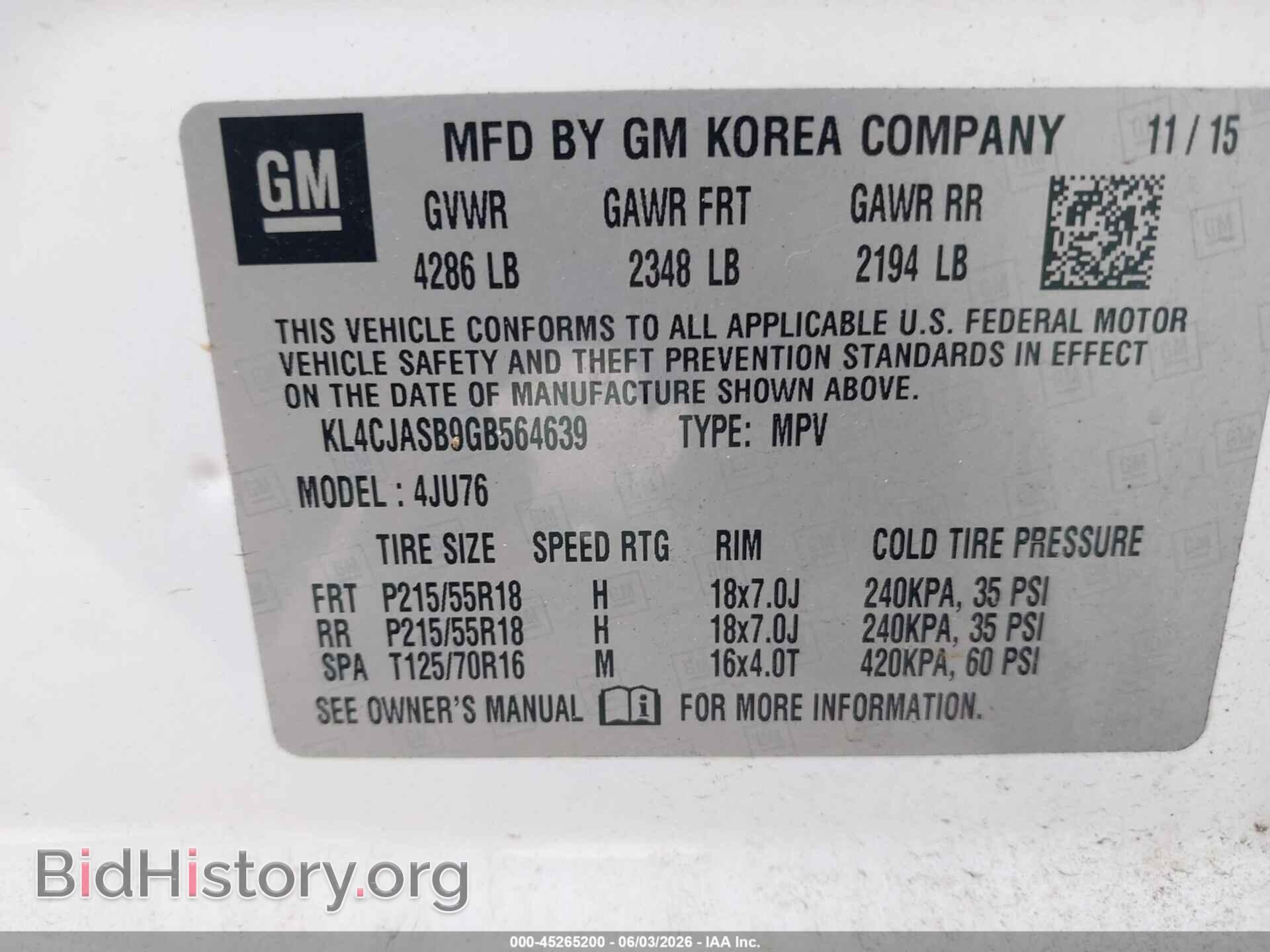 2016 BUICK ENCORE - VIN: KL4CJASB9GB564639 - Фото 9