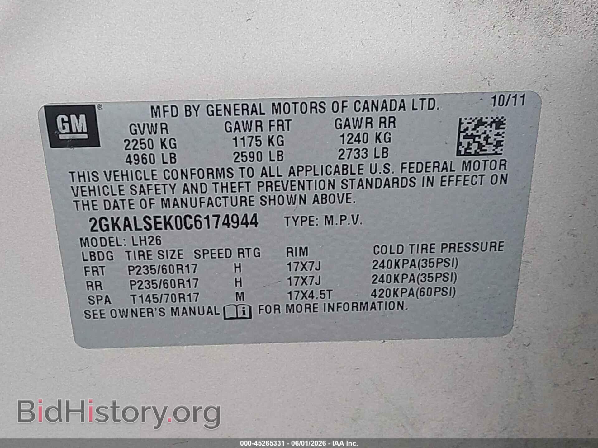 2012 GMC TERRAIN - VIN: 2GKALSEK0C6174944 - Photo 9