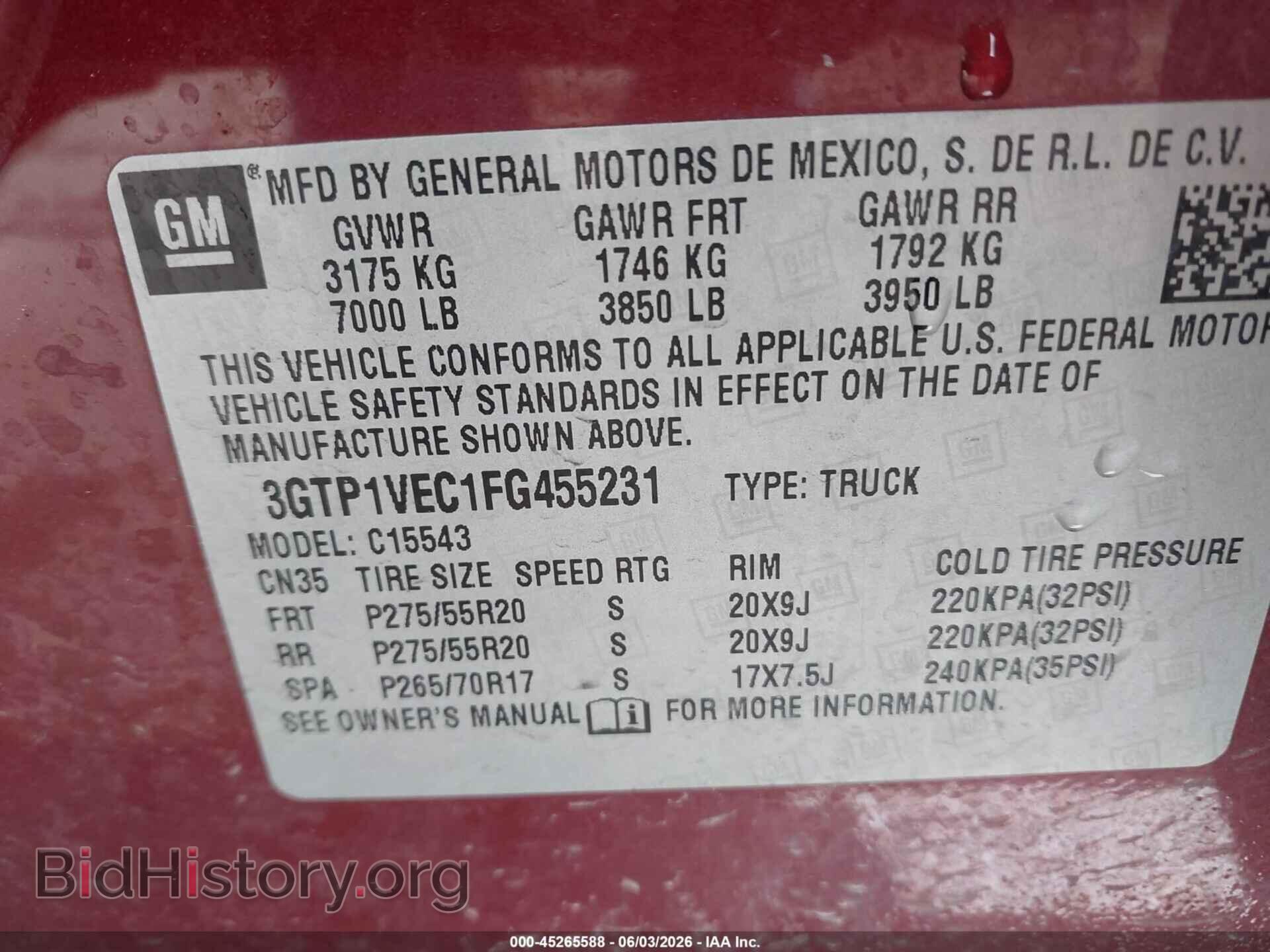 2015 GMC SIERRA 1500 - VIN: 3GTP1VEC1FG455231 - Фото 9