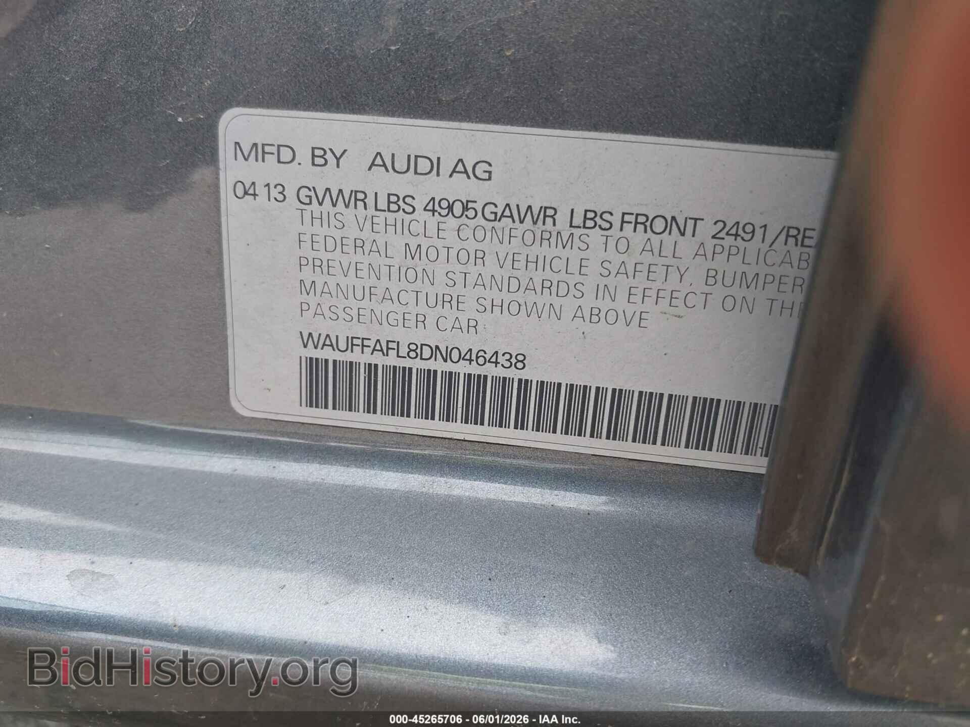 2013 AUDI A4 - VIN: WAUFFAFL8DN046438 - Фото 9