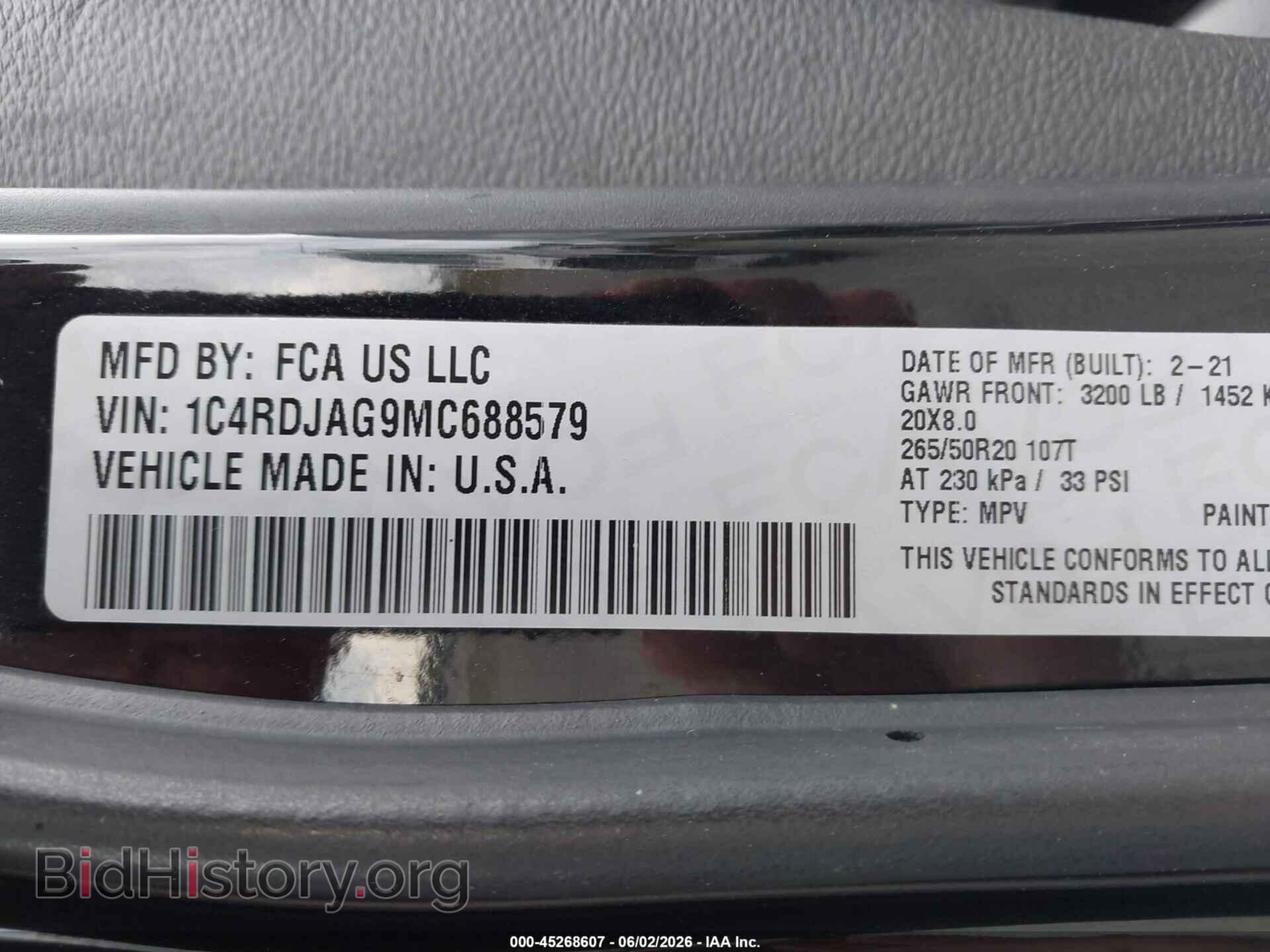 2021 DODGE DURANGO - VIN: 1C4RDJAG9MC688579 - Photo 9