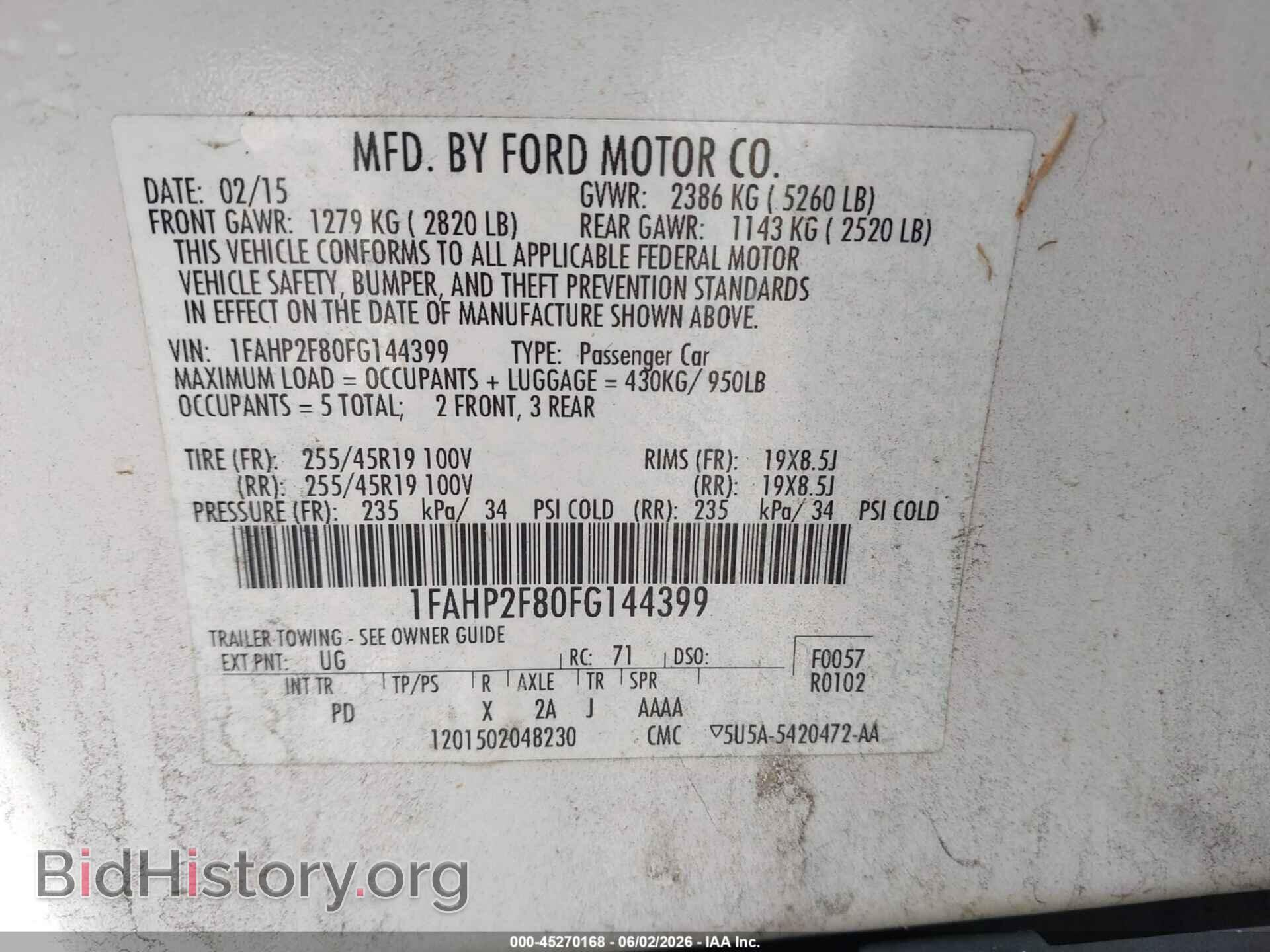 2015 FORD TAURUS - VIN: 1FAHP2F80FG144399 - Photo 9
