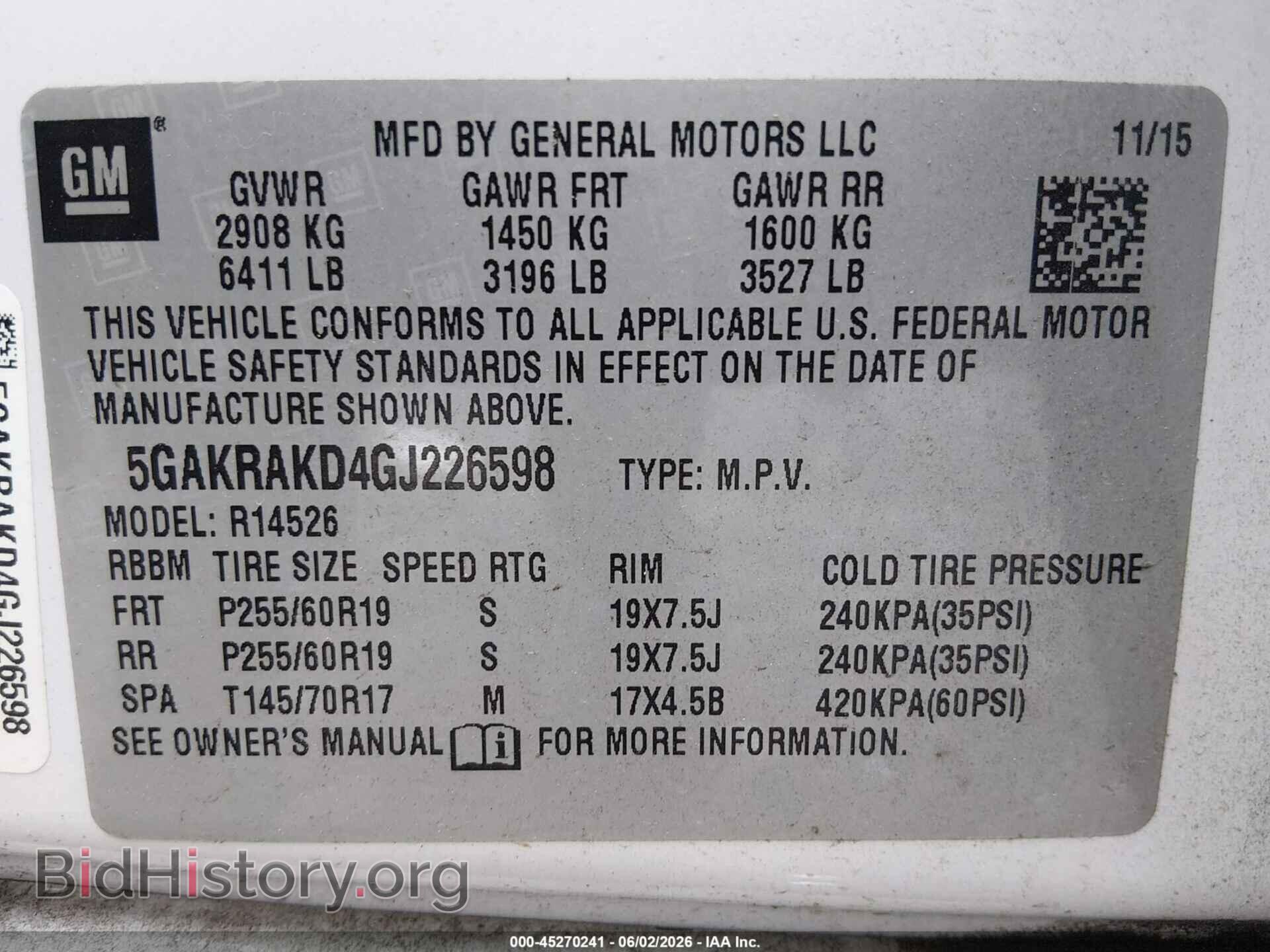 2016 BUICK ENCLAVE - VIN: 5GAKRAKD4GJ226598 - Фото 9