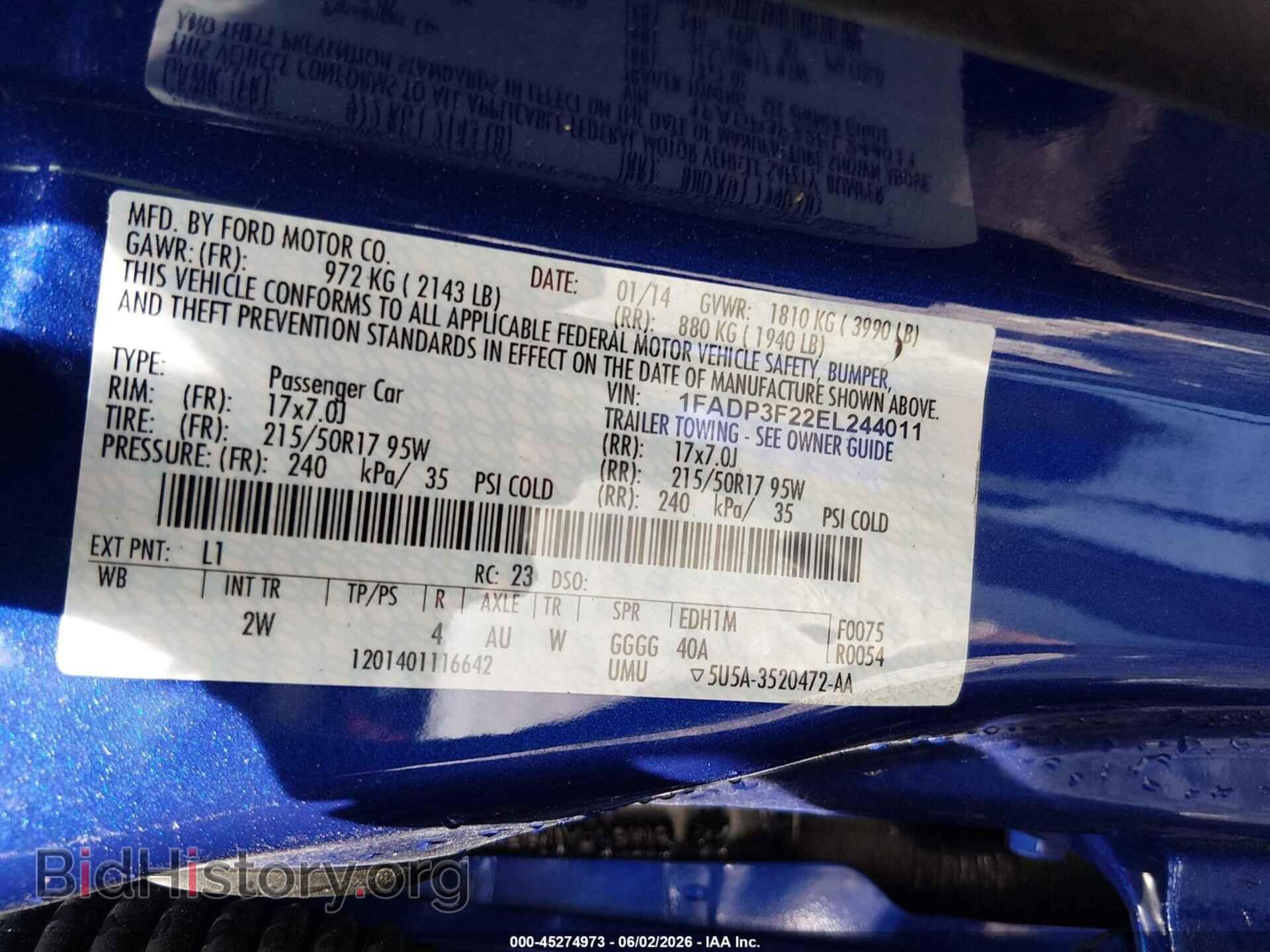 2014 FORD FOCUS - VIN: 1FADP3F22EL244011 - Фото 9