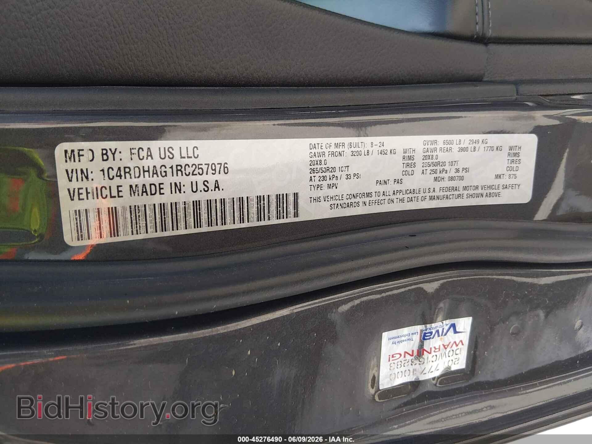 2024 DODGE DURANGO - VIN: 1C4RDHAG1RC257976 - Photo 9