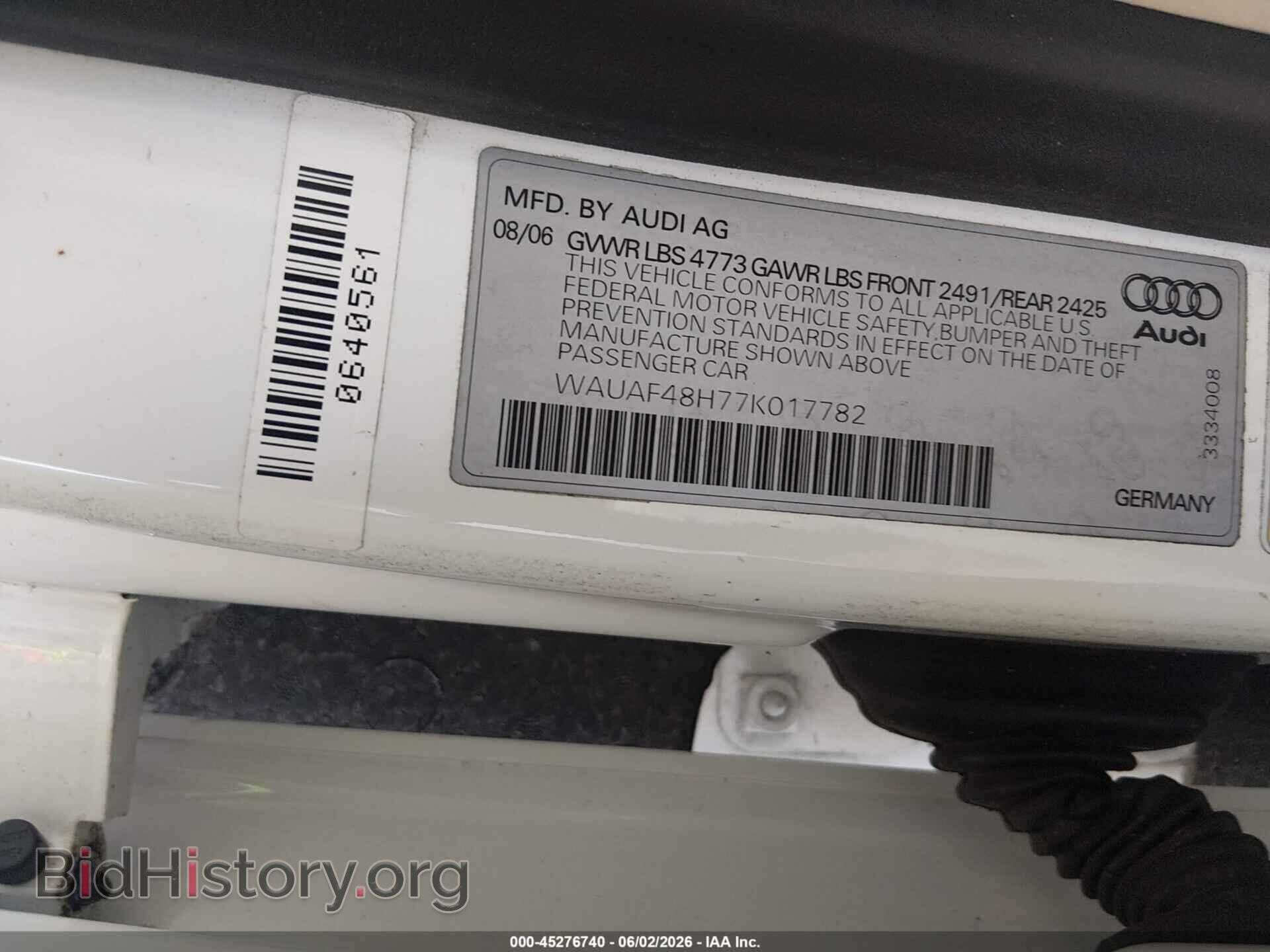 2007 AUDI A4 - VIN: WAUAF48H77K017782 - Photo 9