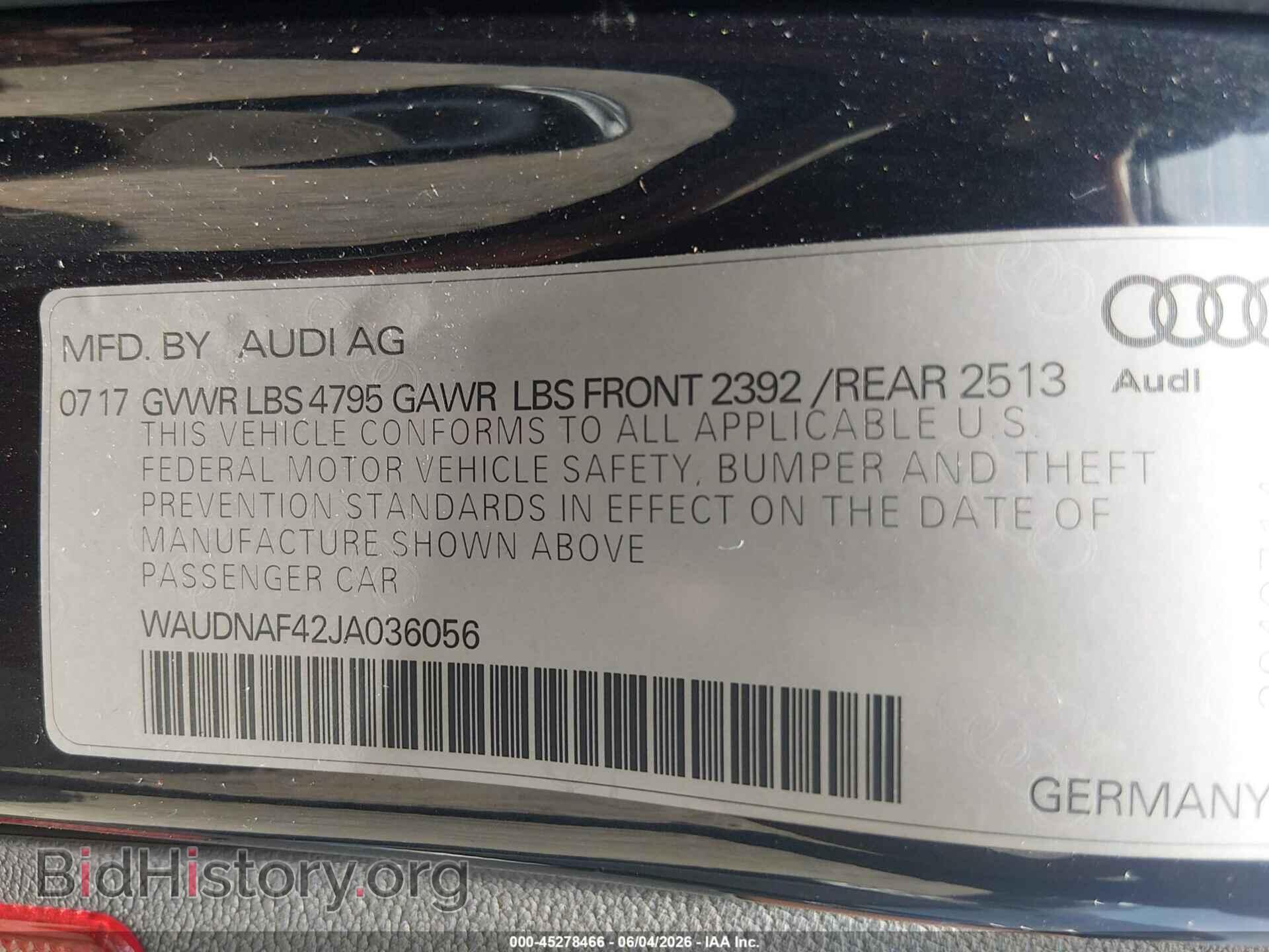 2018 AUDI A4 - VIN: WAUDNAF42JA036056 - Фото 9