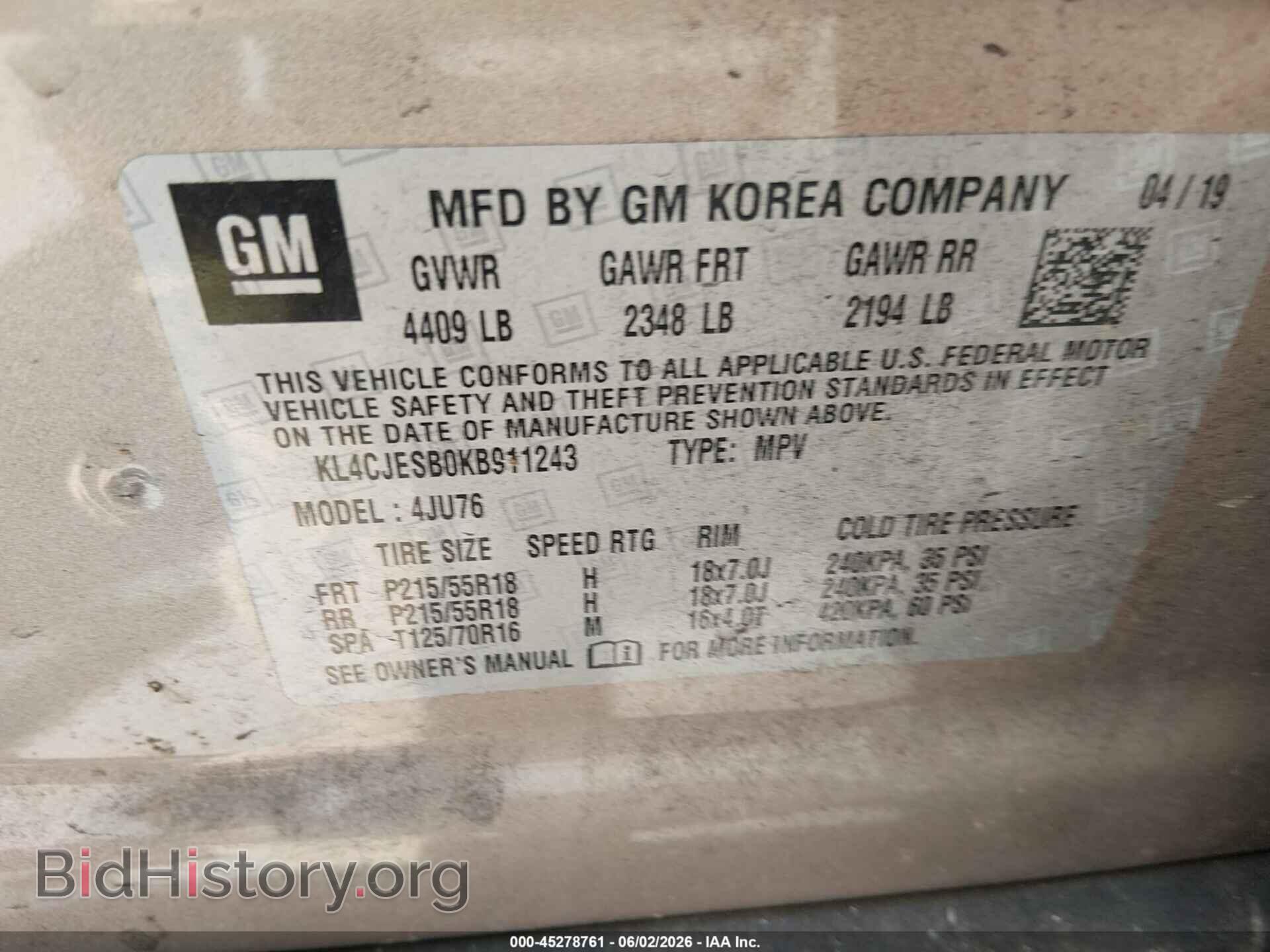 2019 BUICK ENCORE - VIN: KL4CJESB0KB911243 - Photo 9