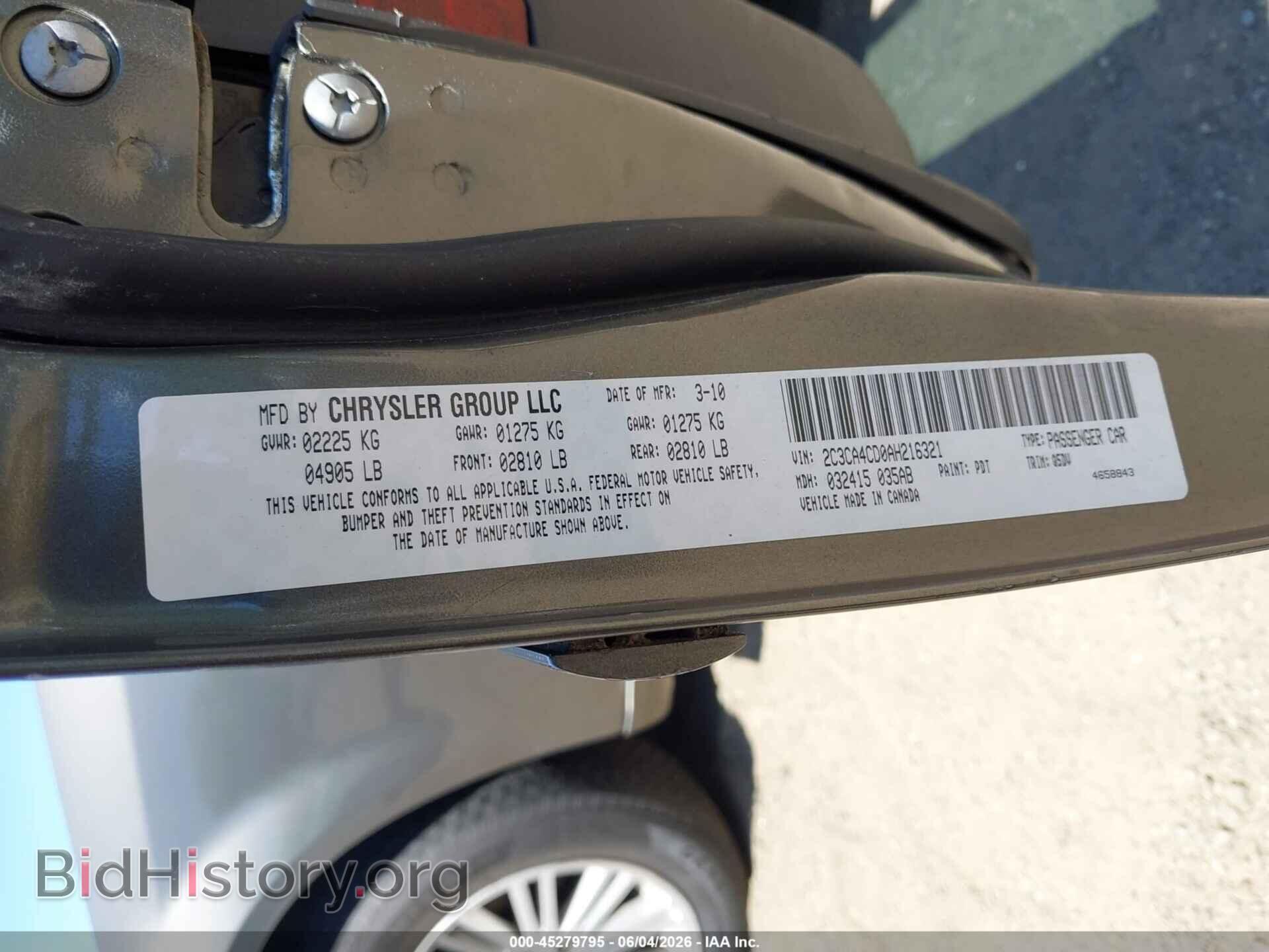 2010 CHRYSLER 300 - VIN: 2C3CA4CD0AH216321 - Фото 9