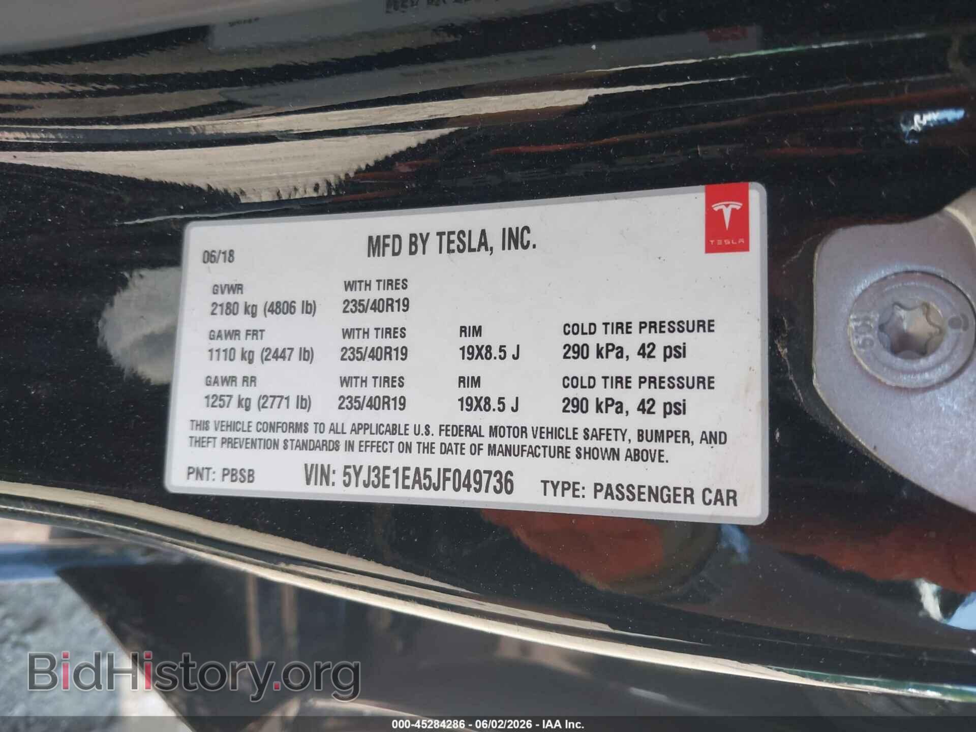 2018 TESLA MODEL 3 - VIN: 5YJ3E1EA5JF049736 - Photo 9