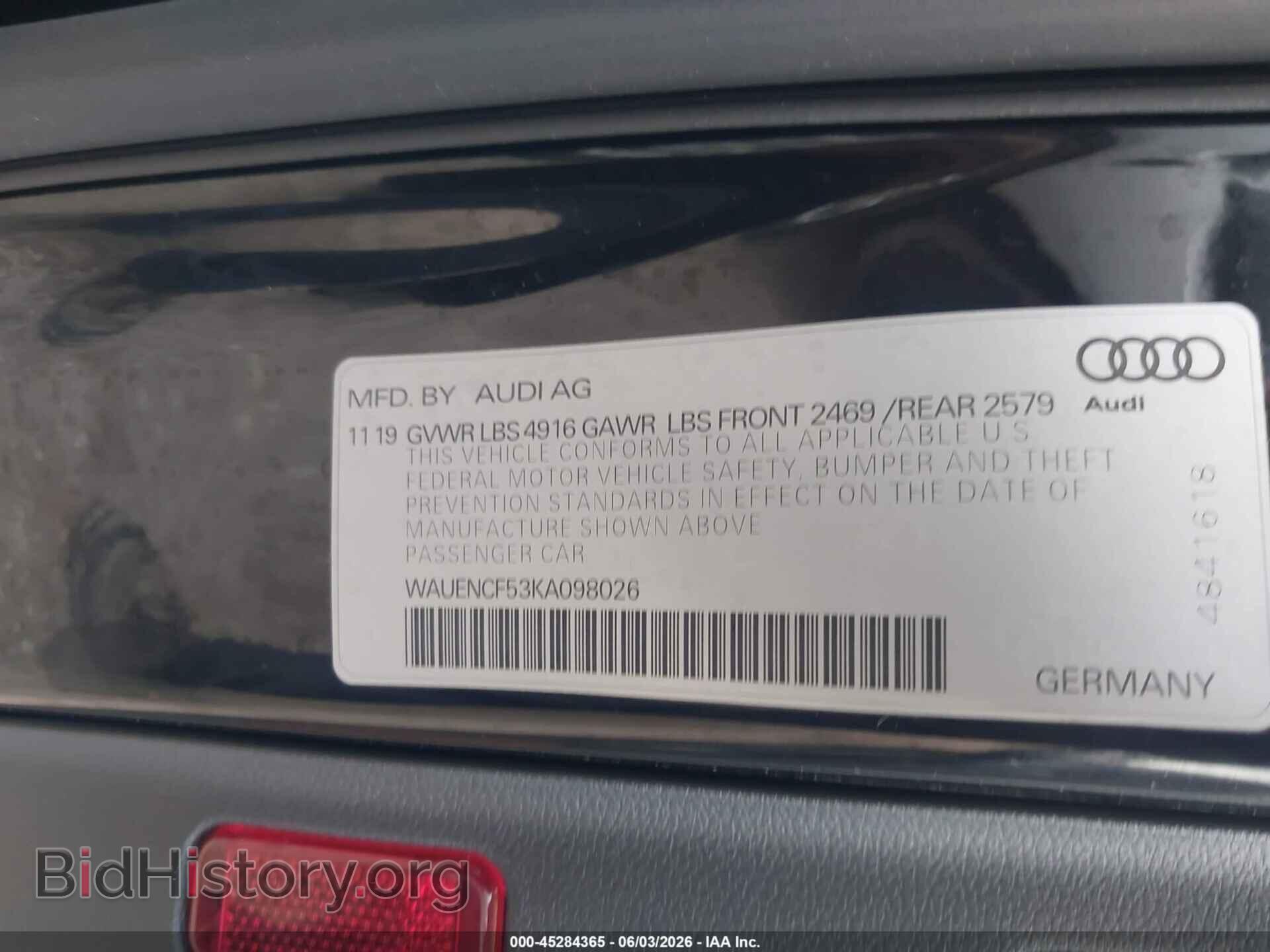 2019 AUDI A5 - VIN: WAUENCF53KA098026 - Фото 9