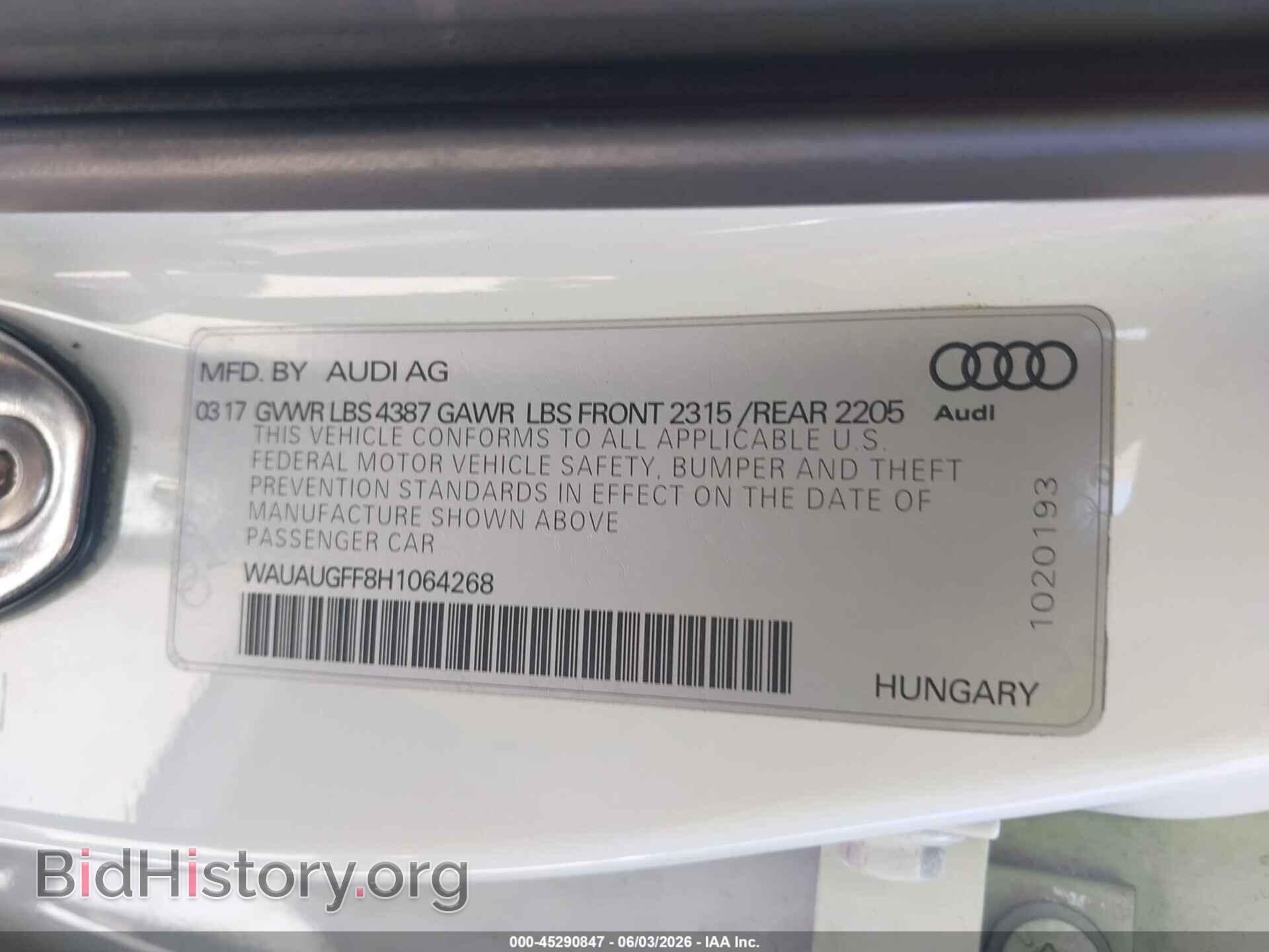 2017 AUDI A3 - VIN: WAUAUGFF8H1064268 - Фото 9