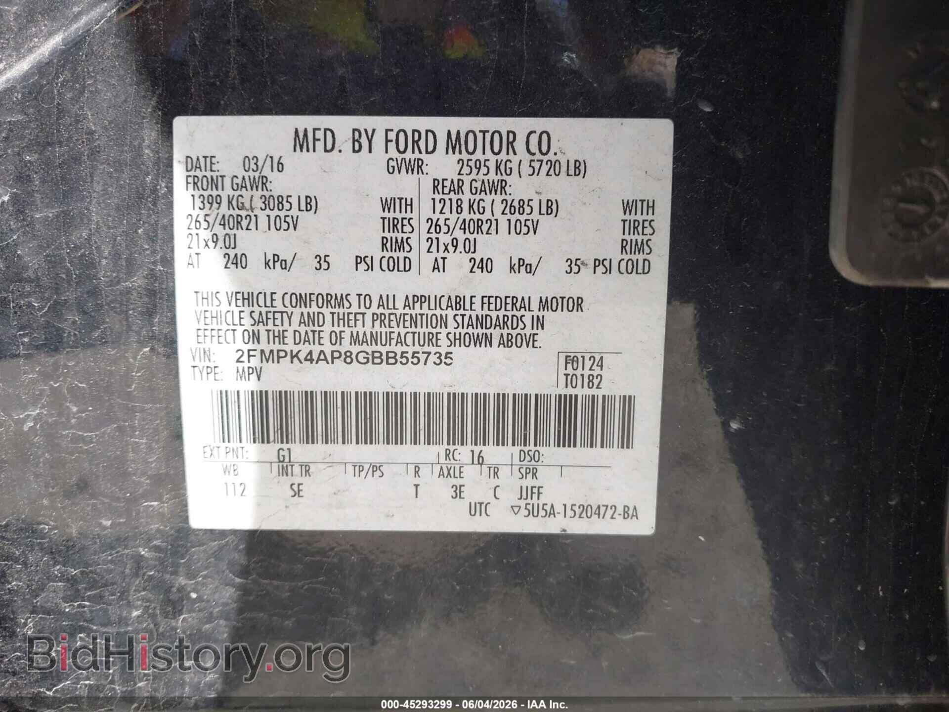 2016 FORD EDGE - VIN: 2FMPK4AP8GBB55735 - Photo 9