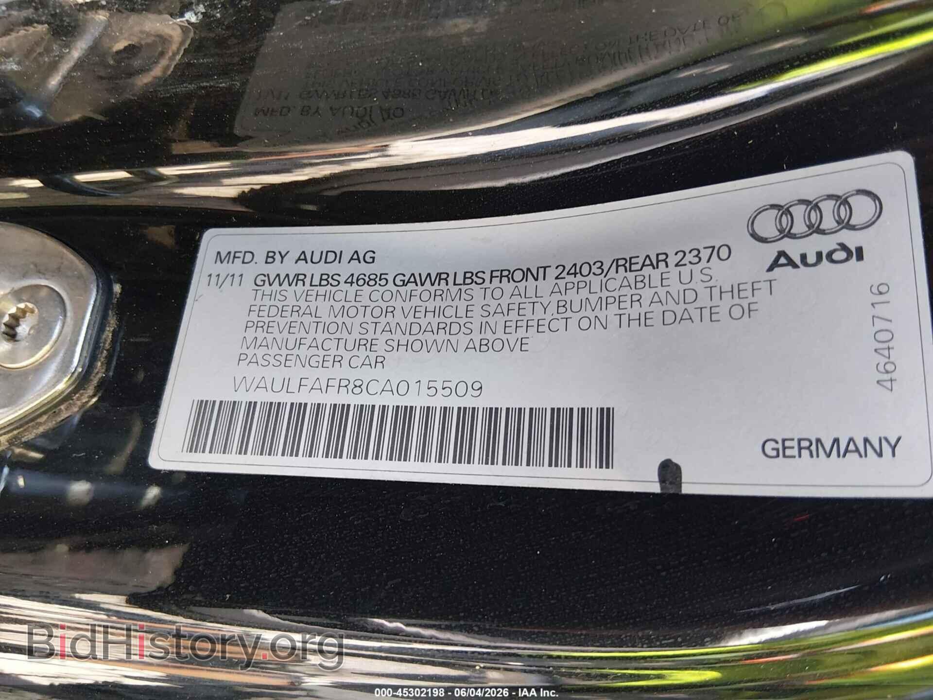 2012 AUDI A5 - VIN: WAULFAFR8CA015509 - Photo 9
