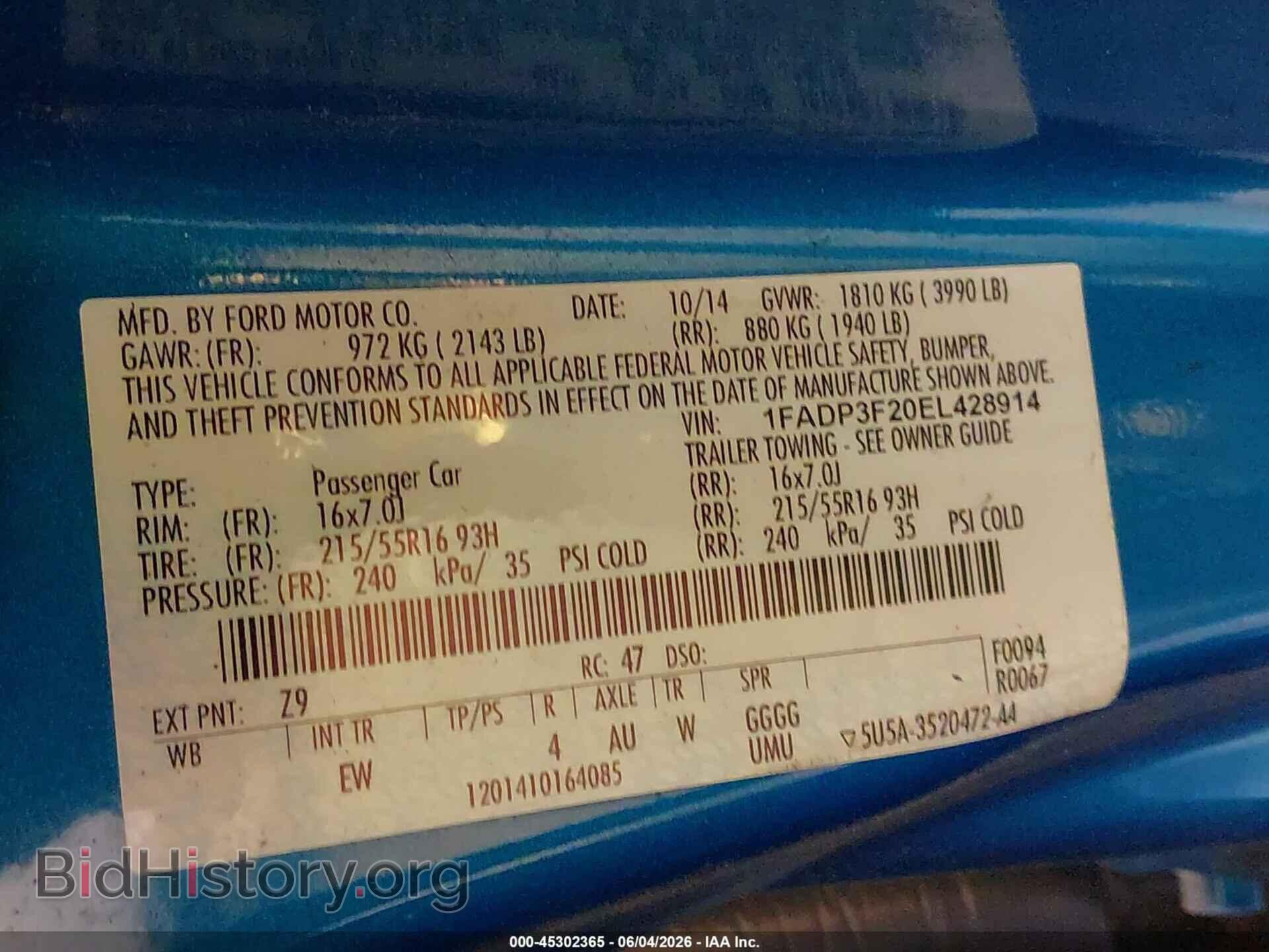 2014 FORD FOCUS - VIN: 1FADP3F20EL428914 - Photo 9