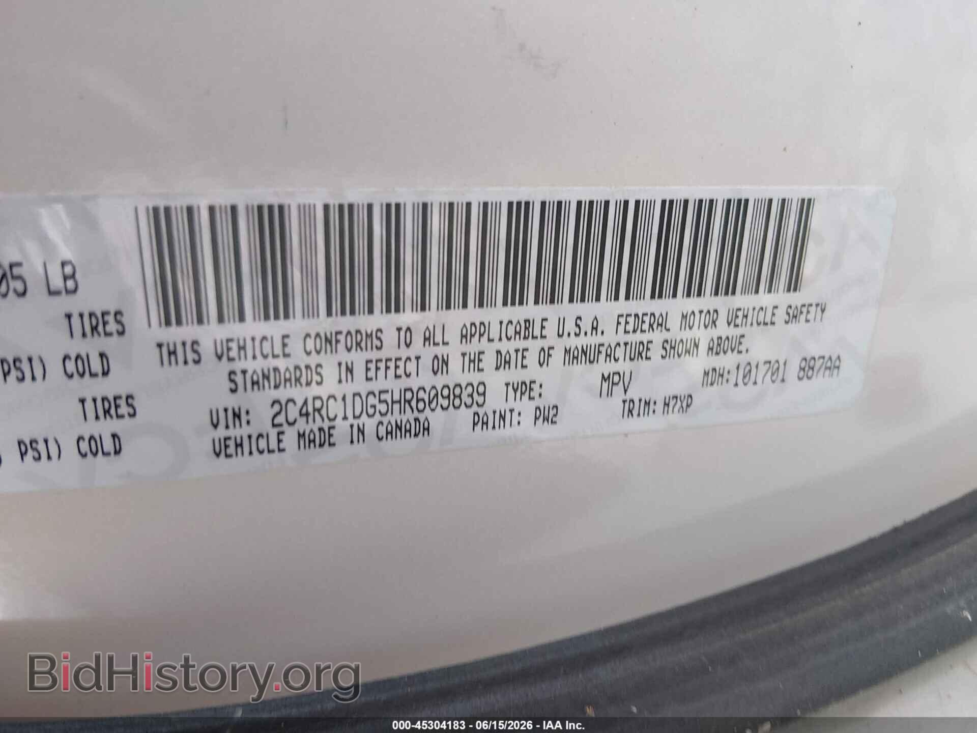 2017 CHRYSLER PACIFICA - VIN: 2C4RC1DG5HR609839 - Photo 9