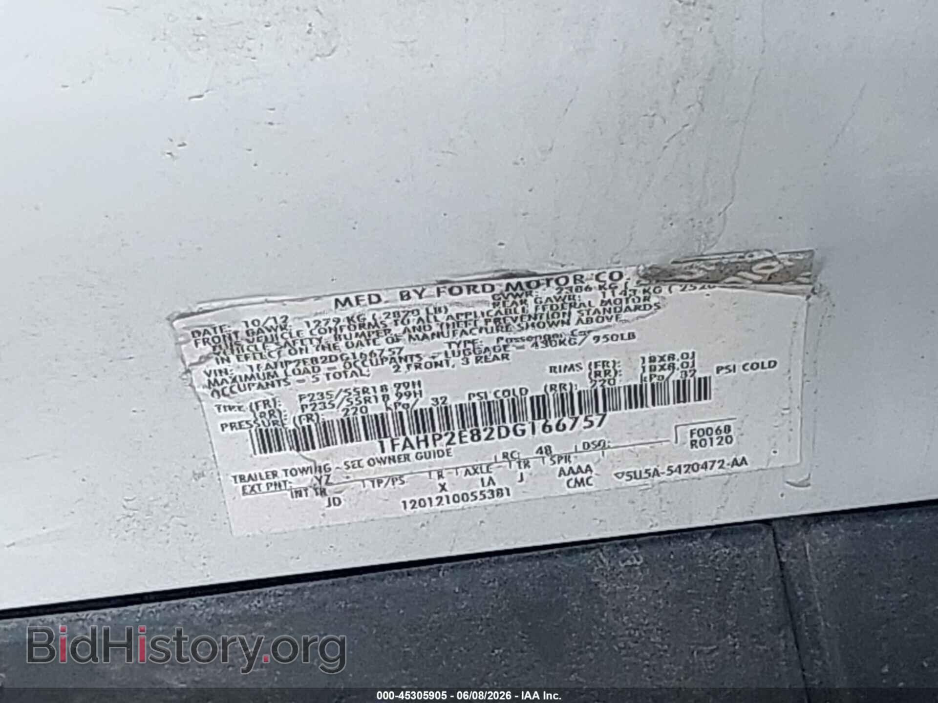 2013 FORD TAURUS - VIN: 1FAHP2E82DG166757 - Фото 9