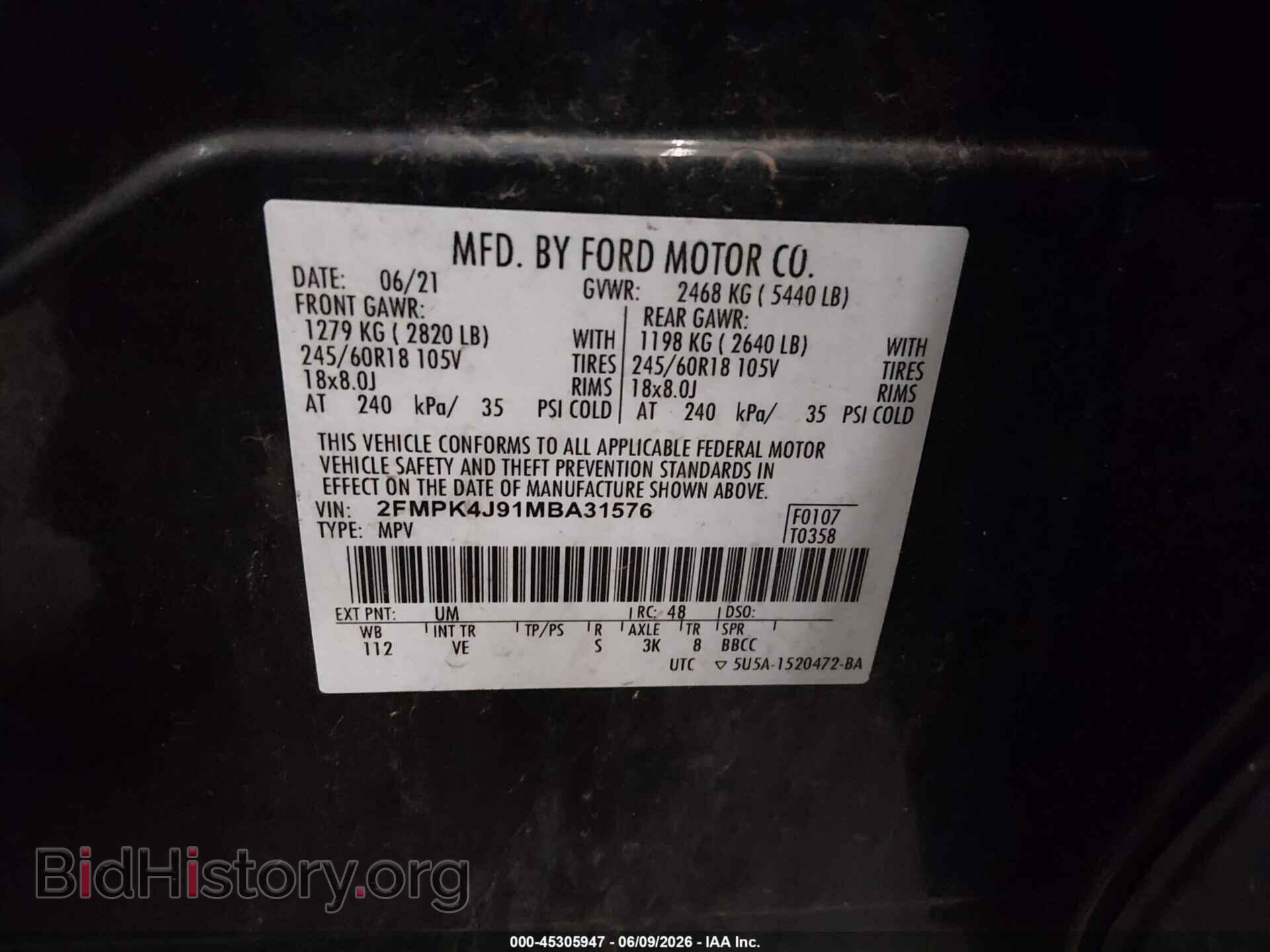 2021 FORD EDGE - VIN: 2FMPK4J91MBA31576 - Photo 9