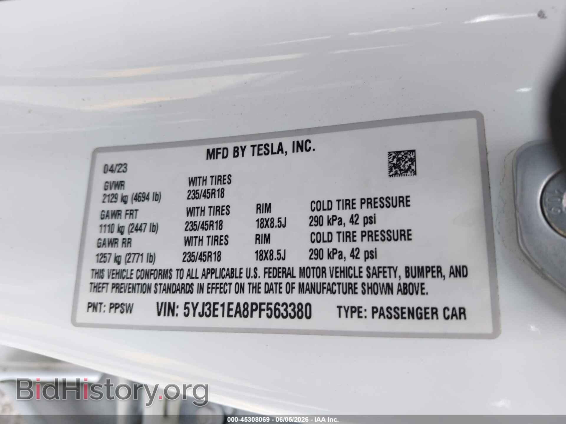 2023 TESLA MODEL 3 - VIN: 5YJ3E1EA8PF563380 - Фото 9
