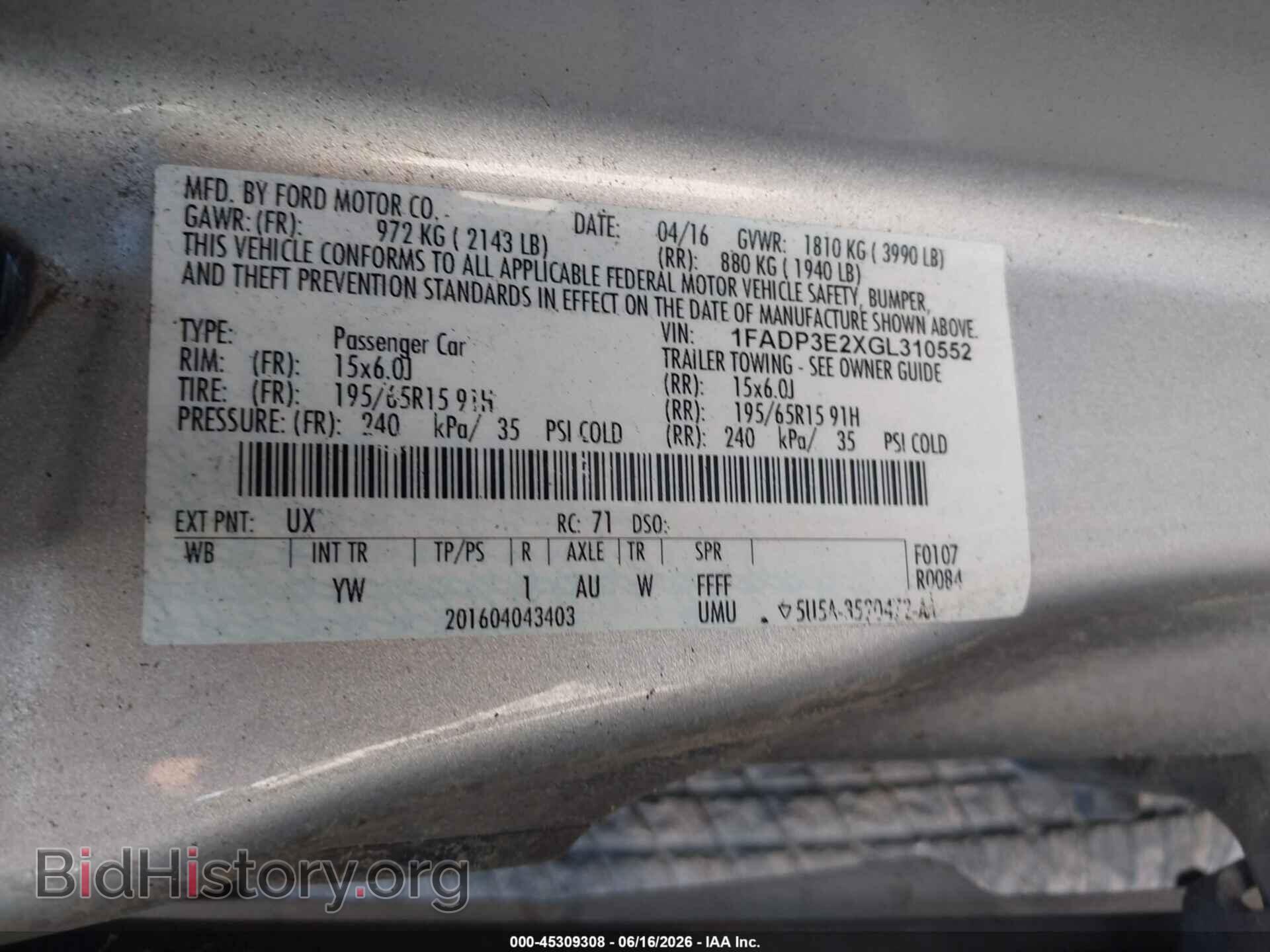 2016 FORD FOCUS - VIN: 1FADP3E2XGL310552 - Фото 9