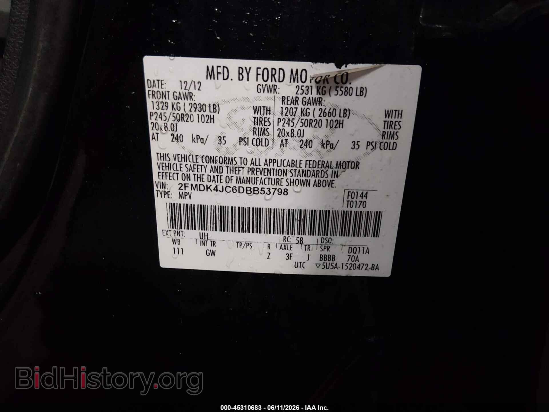 2013 FORD EDGE - VIN: 2FMDK4JC6DBB53798 - Фото 9