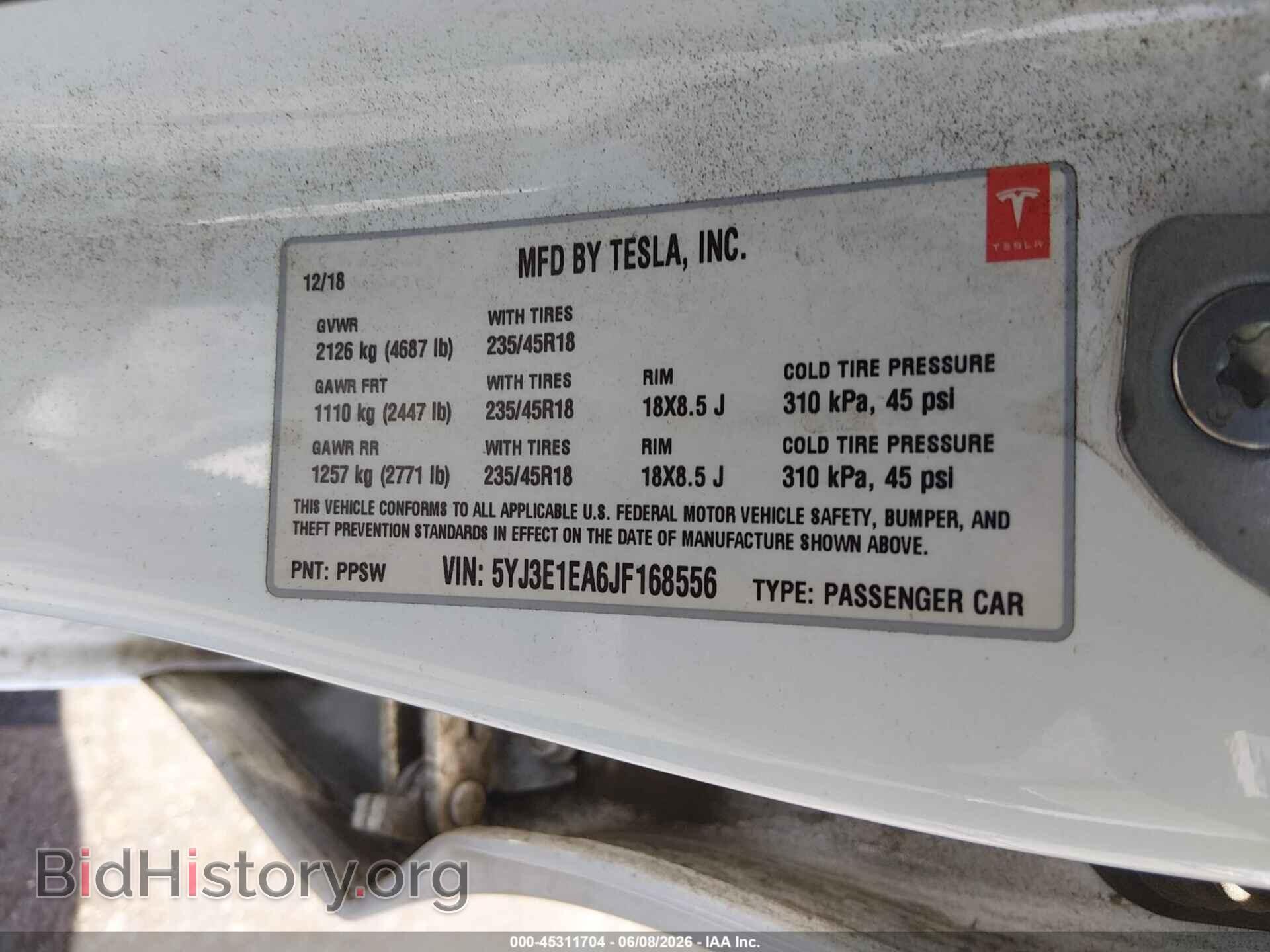 2018 TESLA MODEL 3 - VIN: 5YJ3E1EA6JF168556 - Photo 9