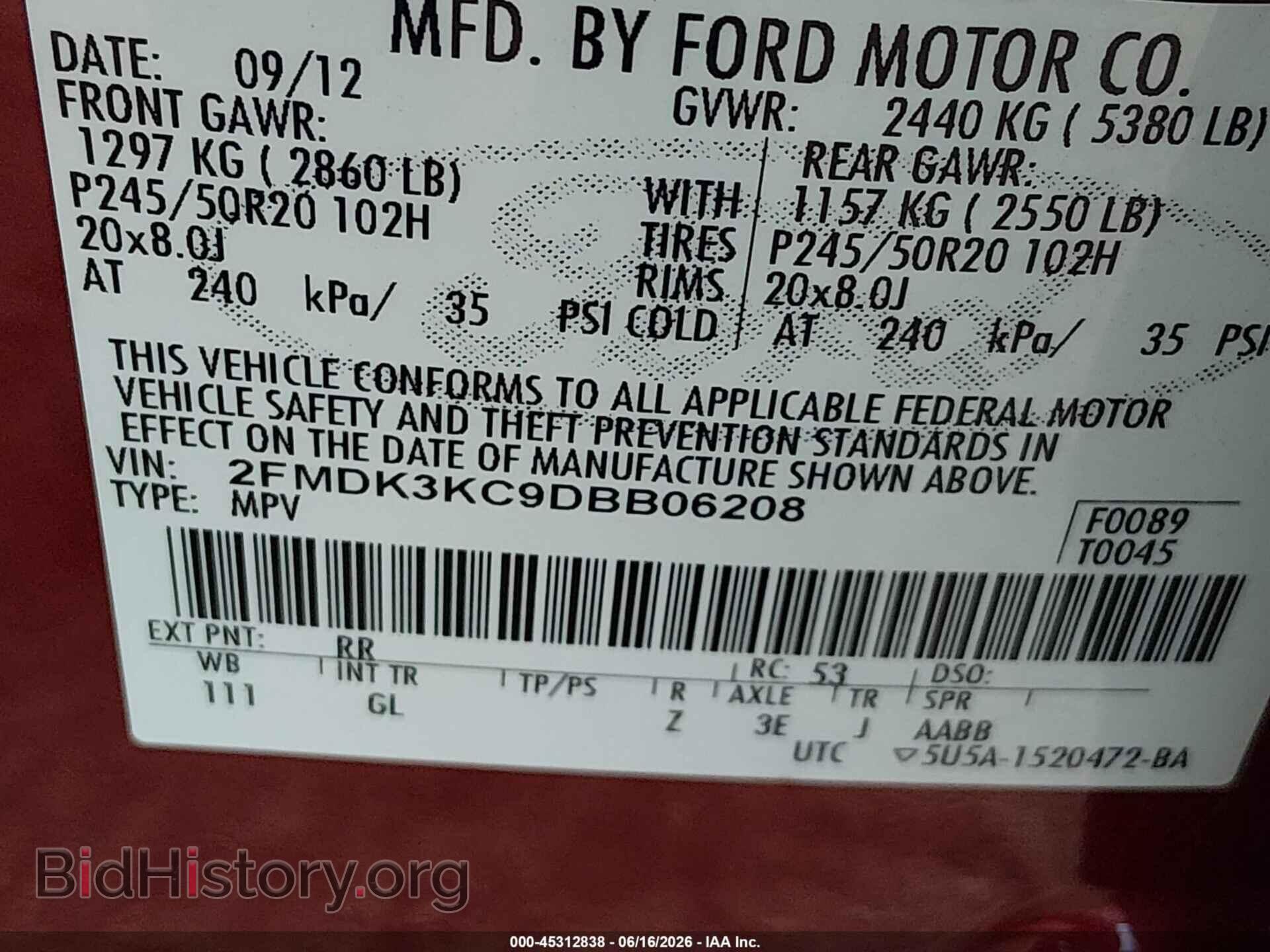 2013 FORD EDGE - VIN: 2FMDK3KC9DBB06208 - Фото 9