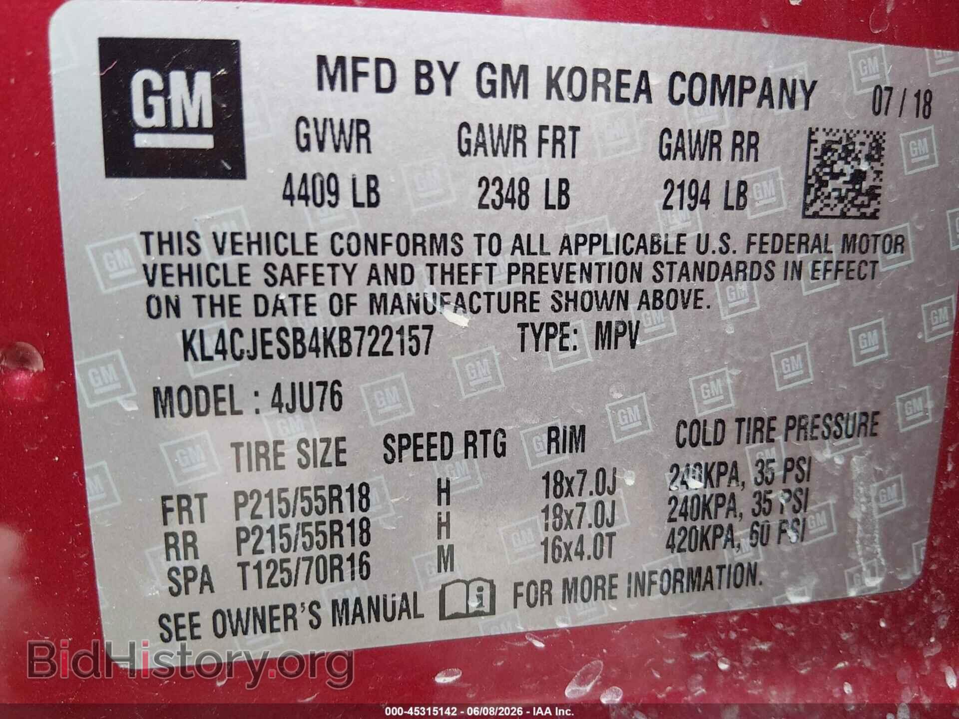 2019 BUICK ENCORE - VIN: KL4CJESB4KB722157 - Фото 9