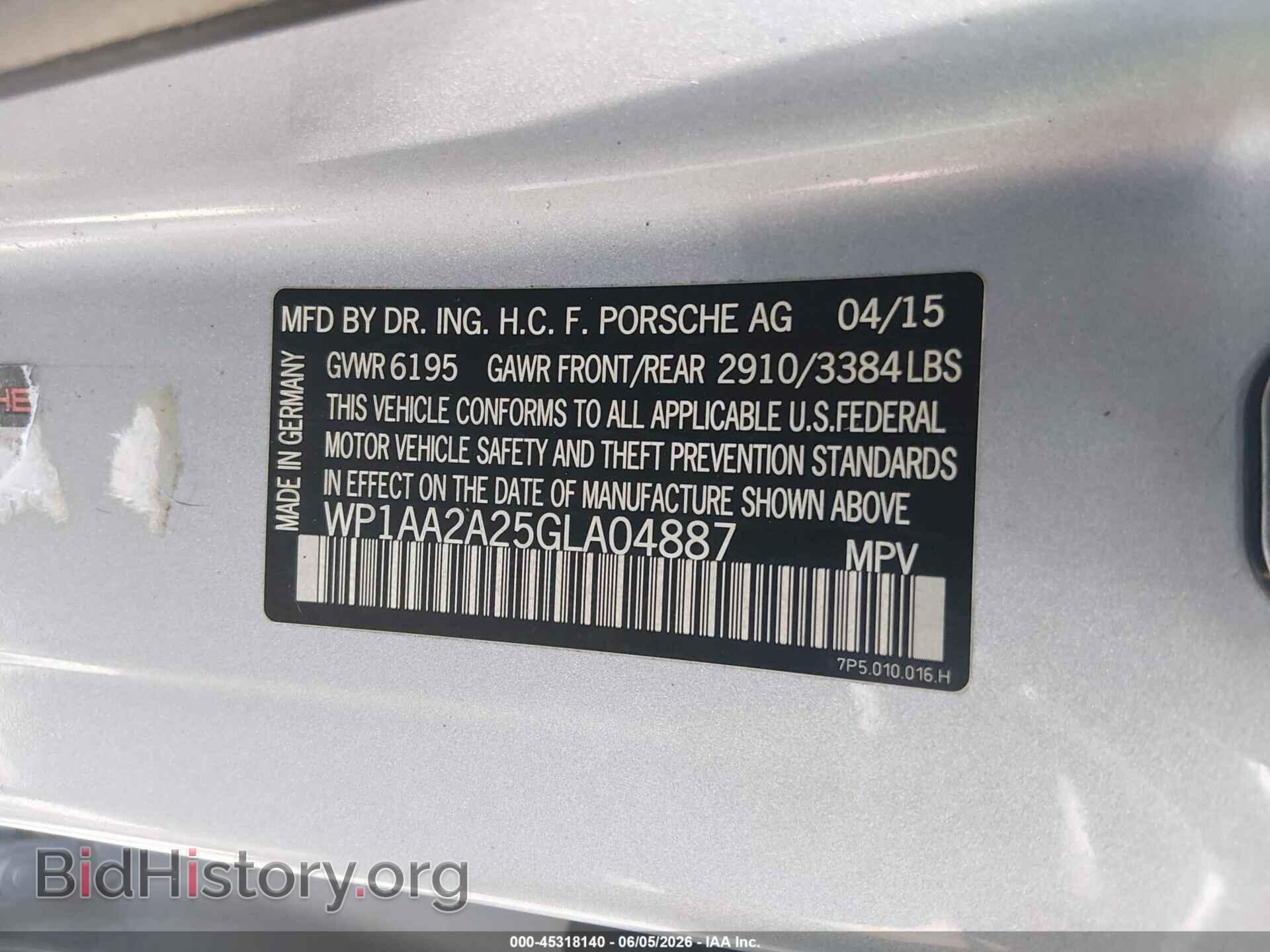2016 PORSCHE CAYENNE - VIN: WP1AA2A25GLA04887 - Photo 9