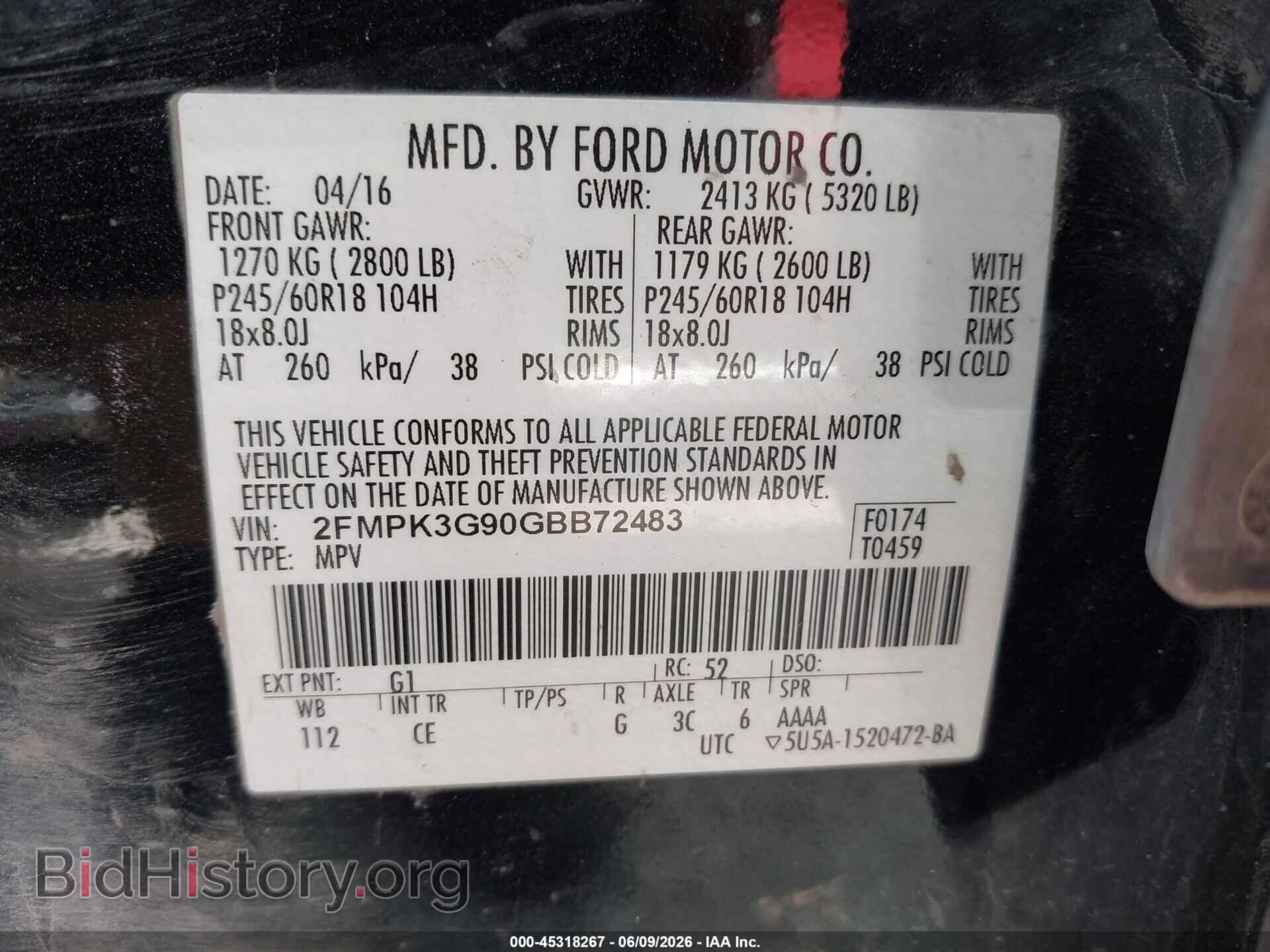 2016 FORD EDGE - VIN: 2FMPK3G90GBB72483 - Photo 9