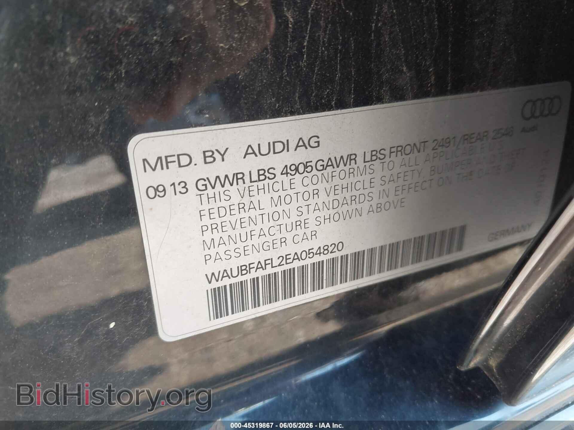 2014 AUDI A4 - VIN: WAUBFAFL2EA054820 - Photo 9