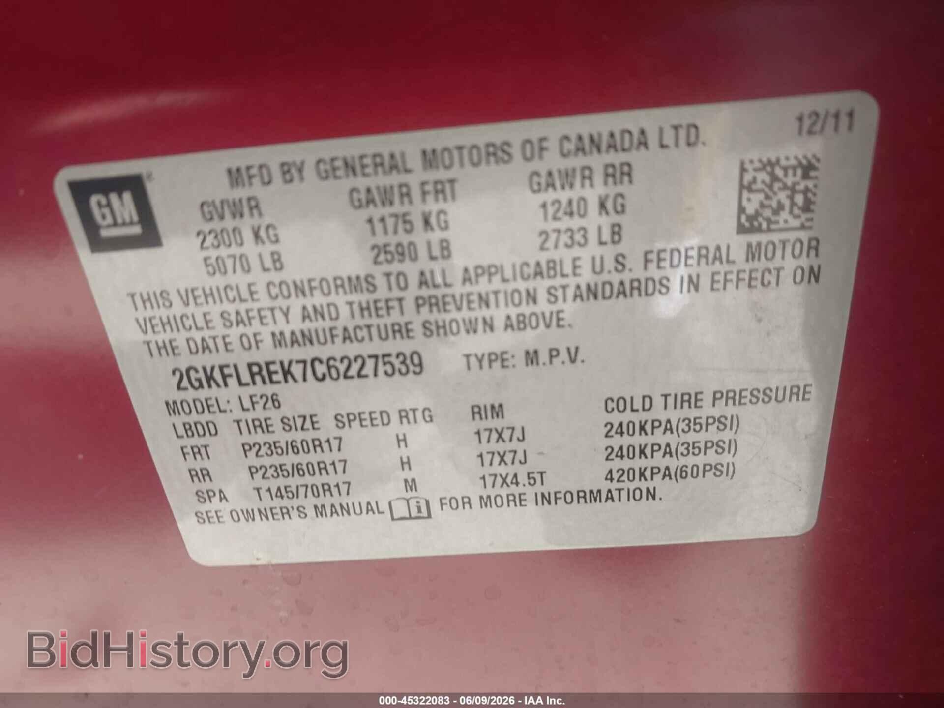 2012 GMC TERRAIN - VIN: 2GKFLREK7C6227539 - Photo 9