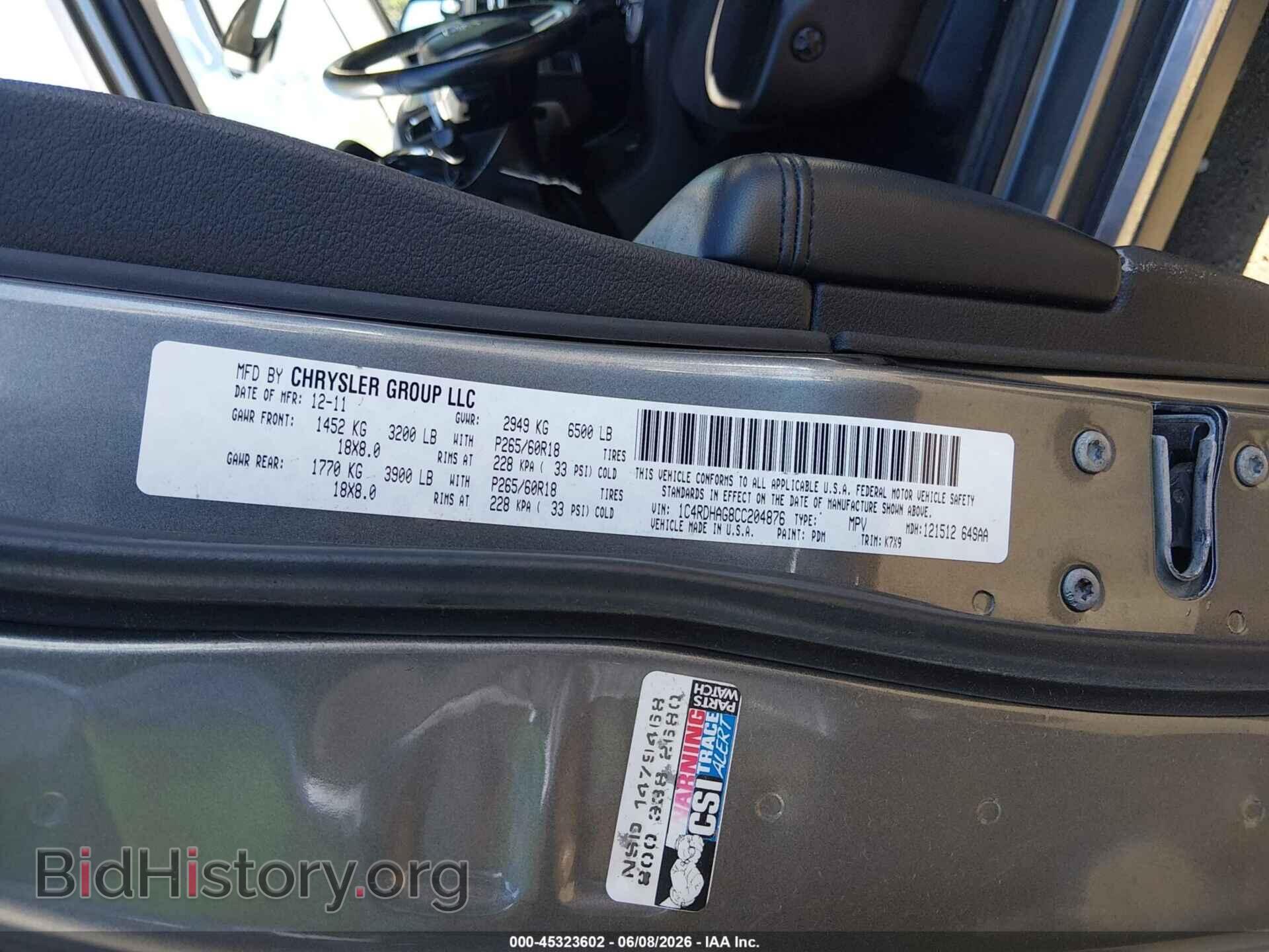 2012 DODGE DURANGO - VIN: 1C4RDHAG8CC204876 - Photo 9