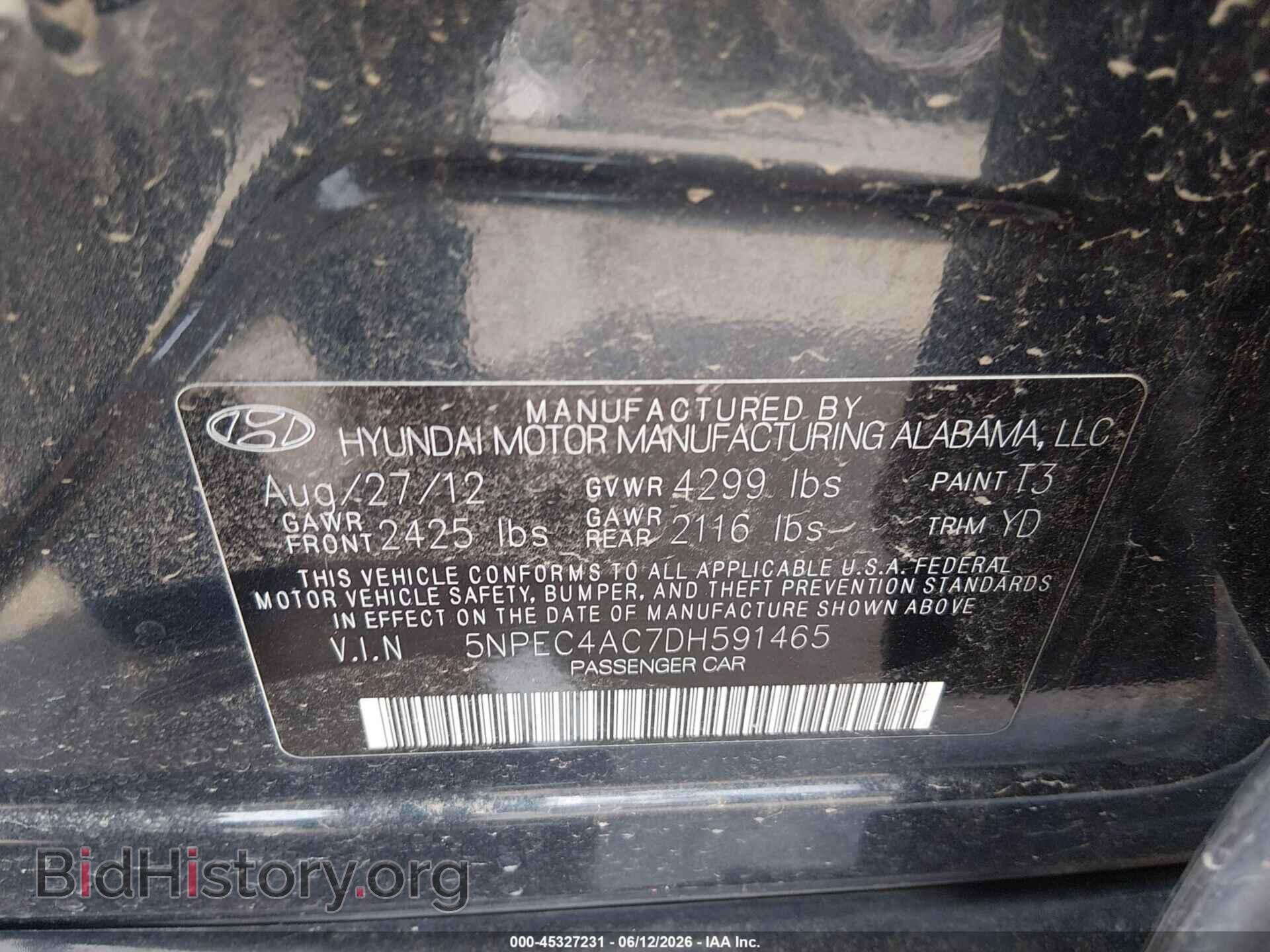 2013 HYUNDAI SONATA - VIN: 5NPEC4AC7DH591465 - Фото 9