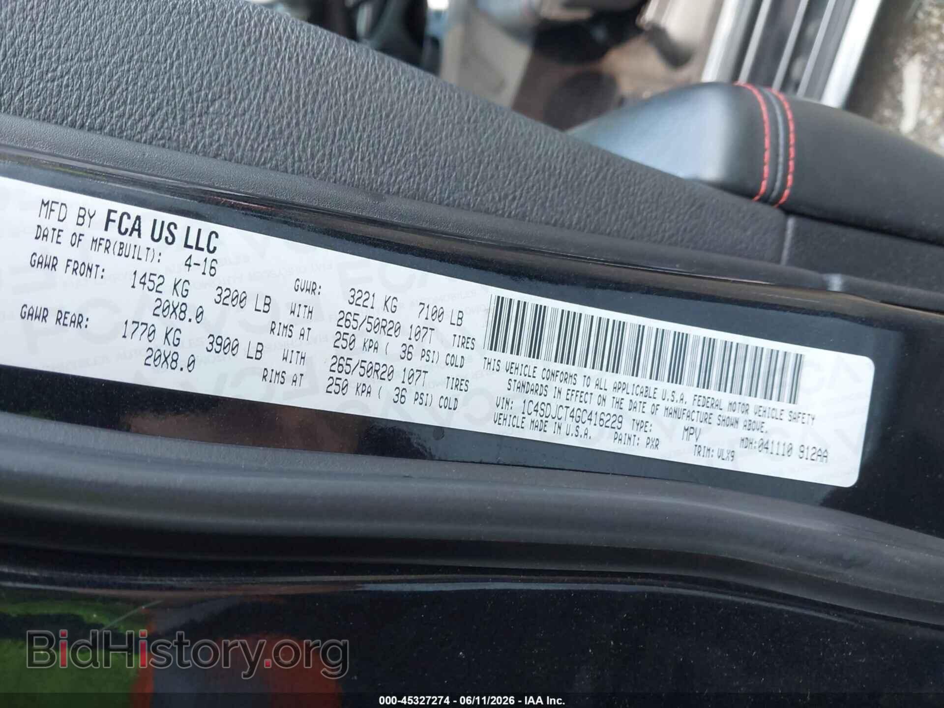 2016 DODGE DURANGO - VIN: 1C4SDJCT4GC416229 - Photo 9