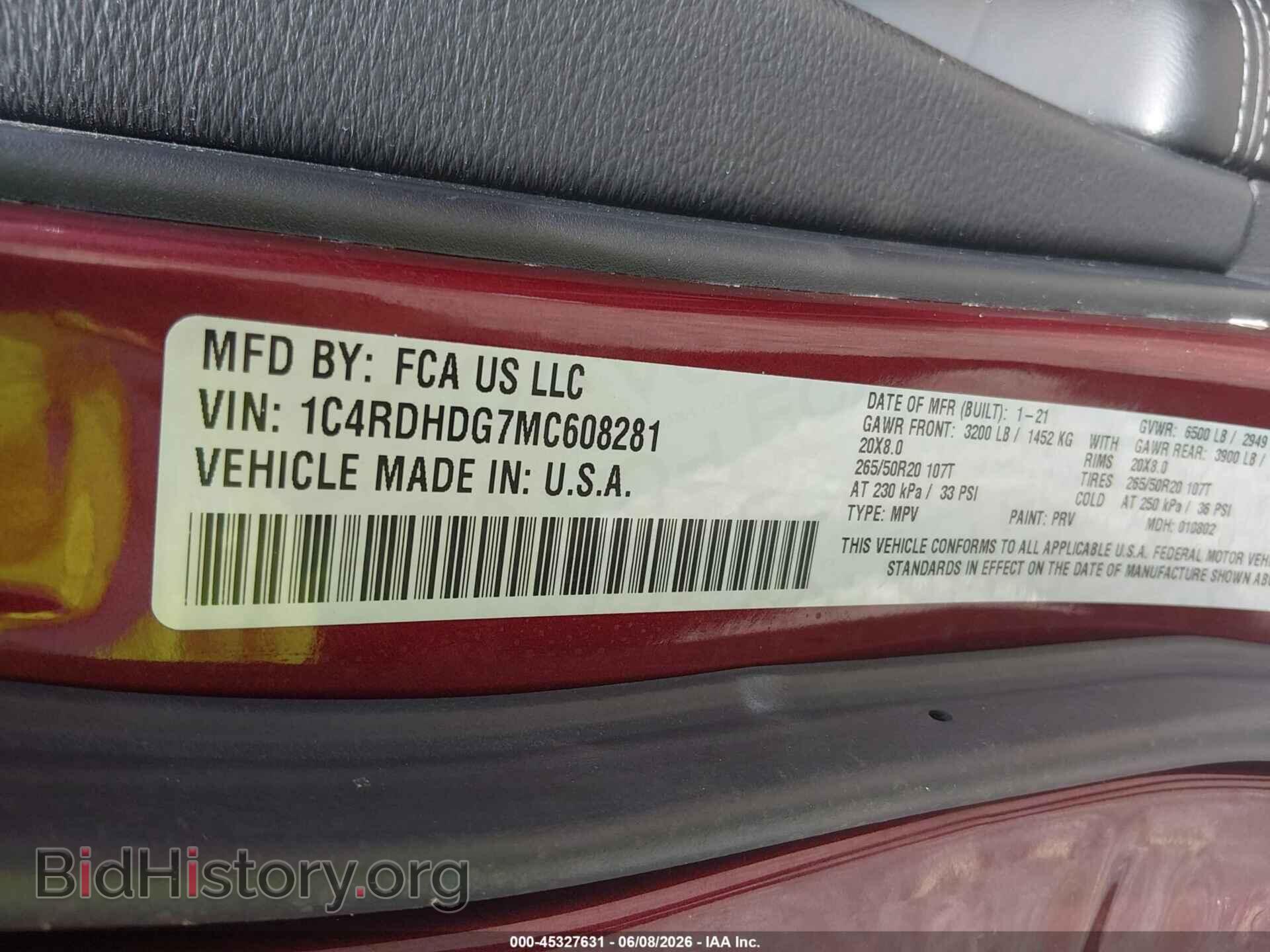 2021 DODGE DURANGO - VIN: 1C4RDHDG7MC608281 - Photo 9